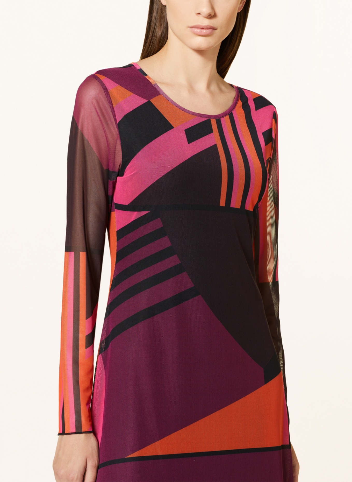 CARTOON Mesh dress, Color: BLACK/ PINK/ ORANGE (Image 4)