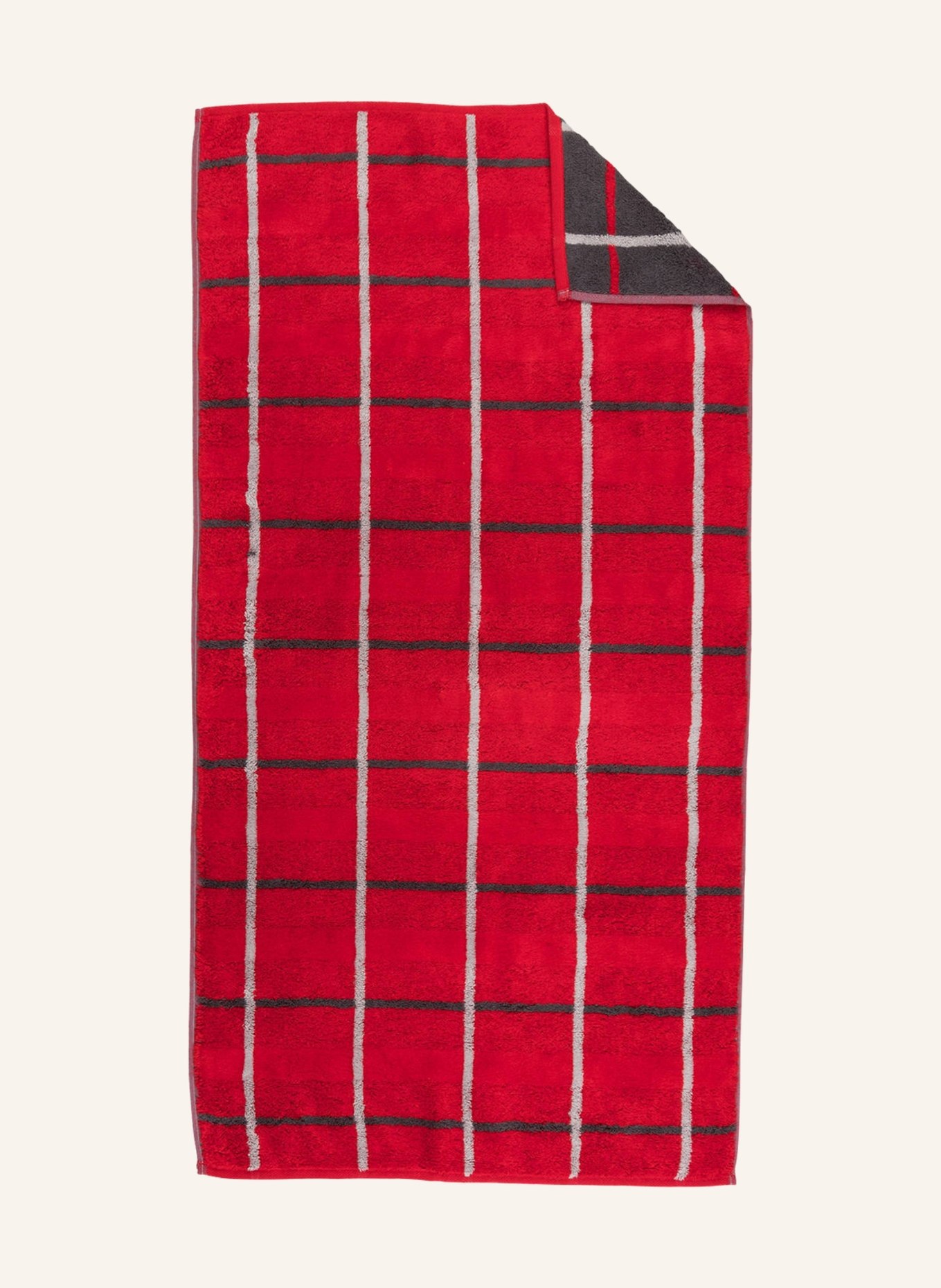 Cawö Handtuch NOBLESSE, Farbe: DUNKELROT/ DUNKELGRAU/ HELLGRAUKARIERT (Bild 1)