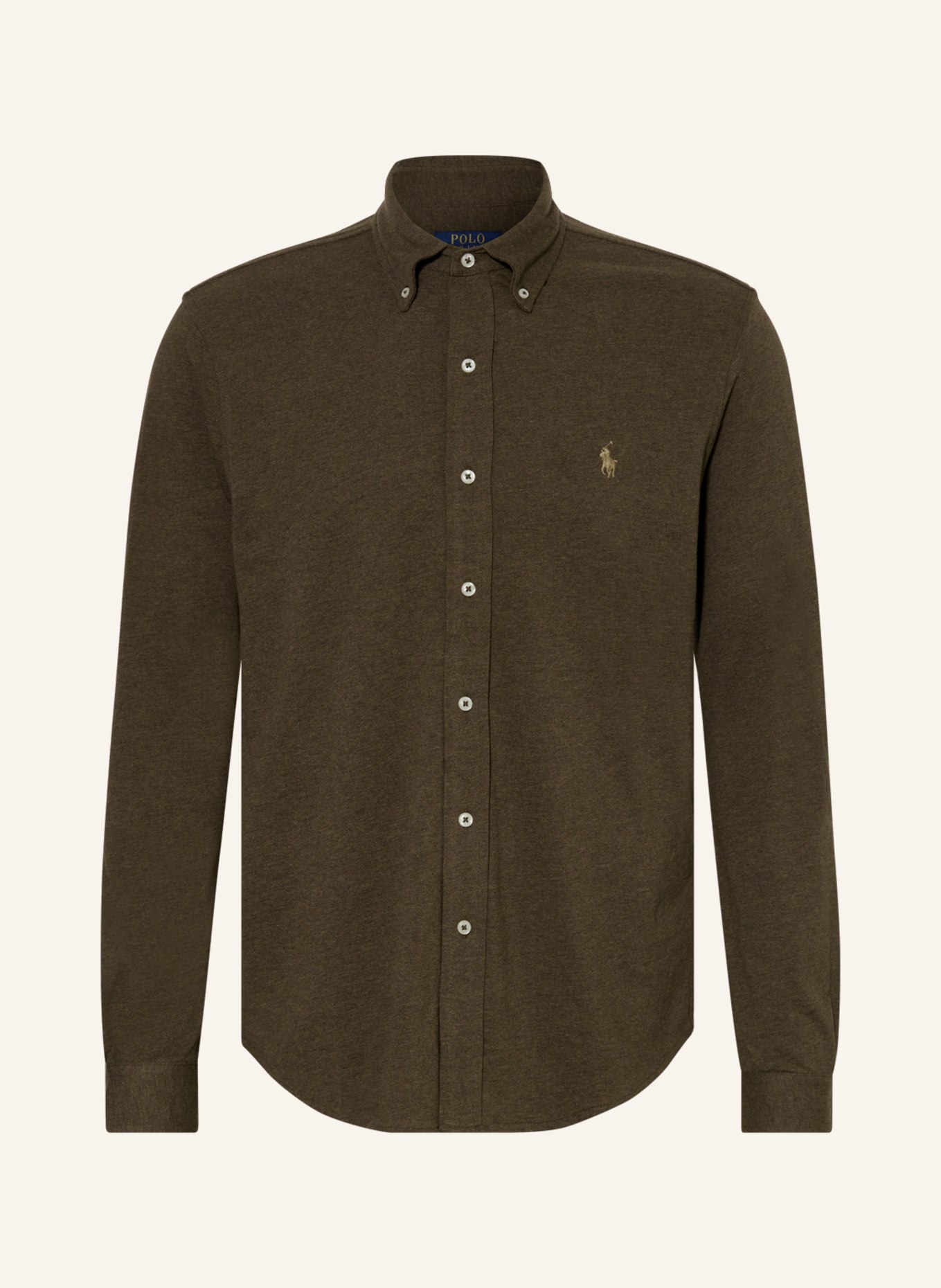 POLO RALPH LAUREN Piqué shirt custom fit, Color: OLIVE (Image 1)