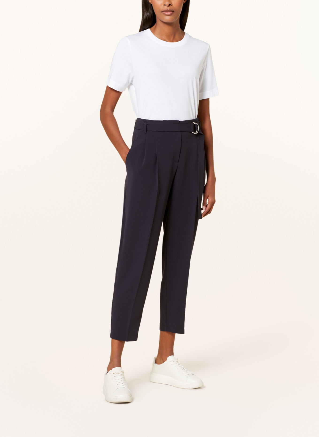 Navy paperbag trousers hot sale
