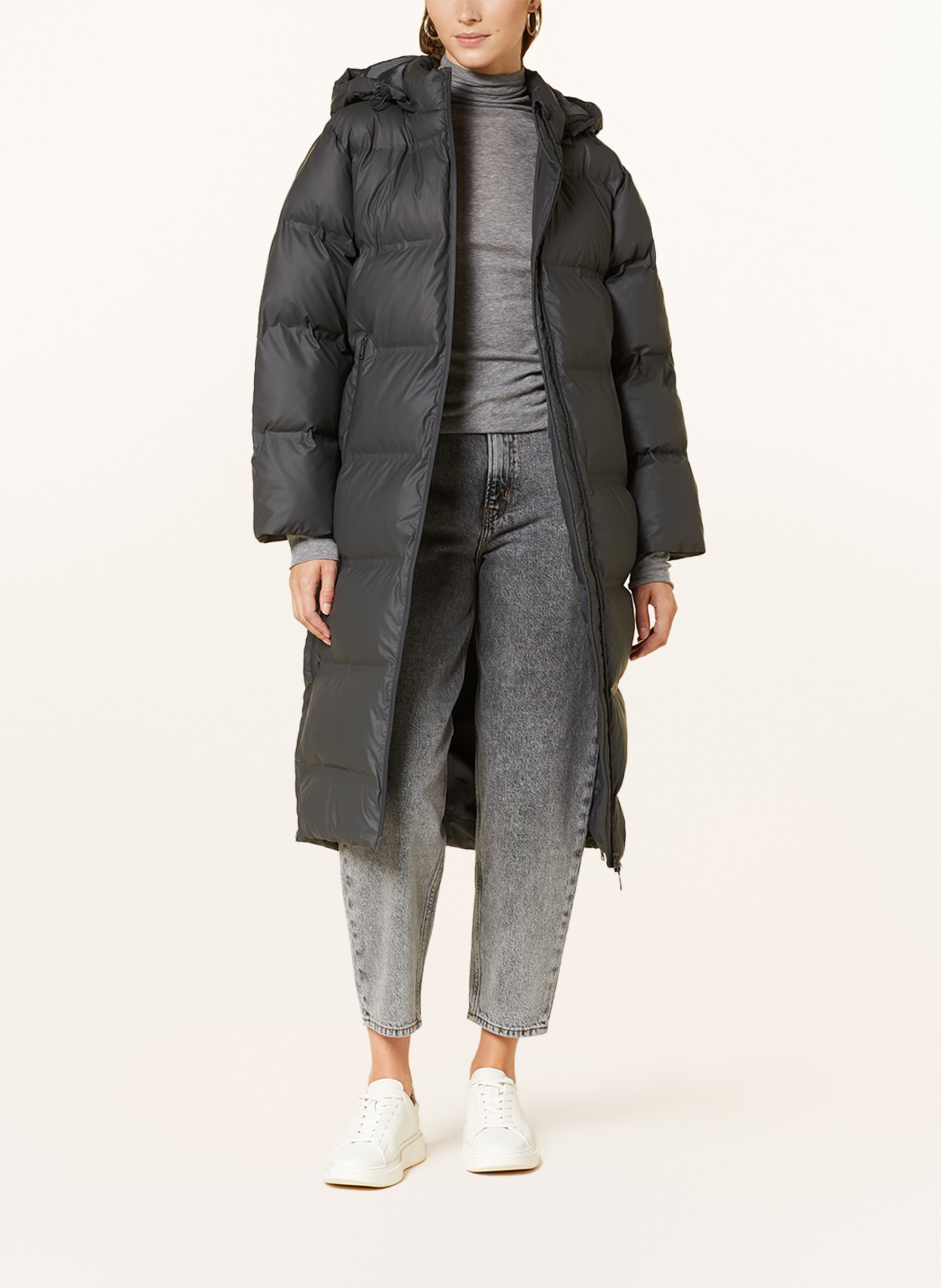 NEO NOIR Steppmantel VIVIANA mit abnehmbarer Kapuze: DUNKELGRAU