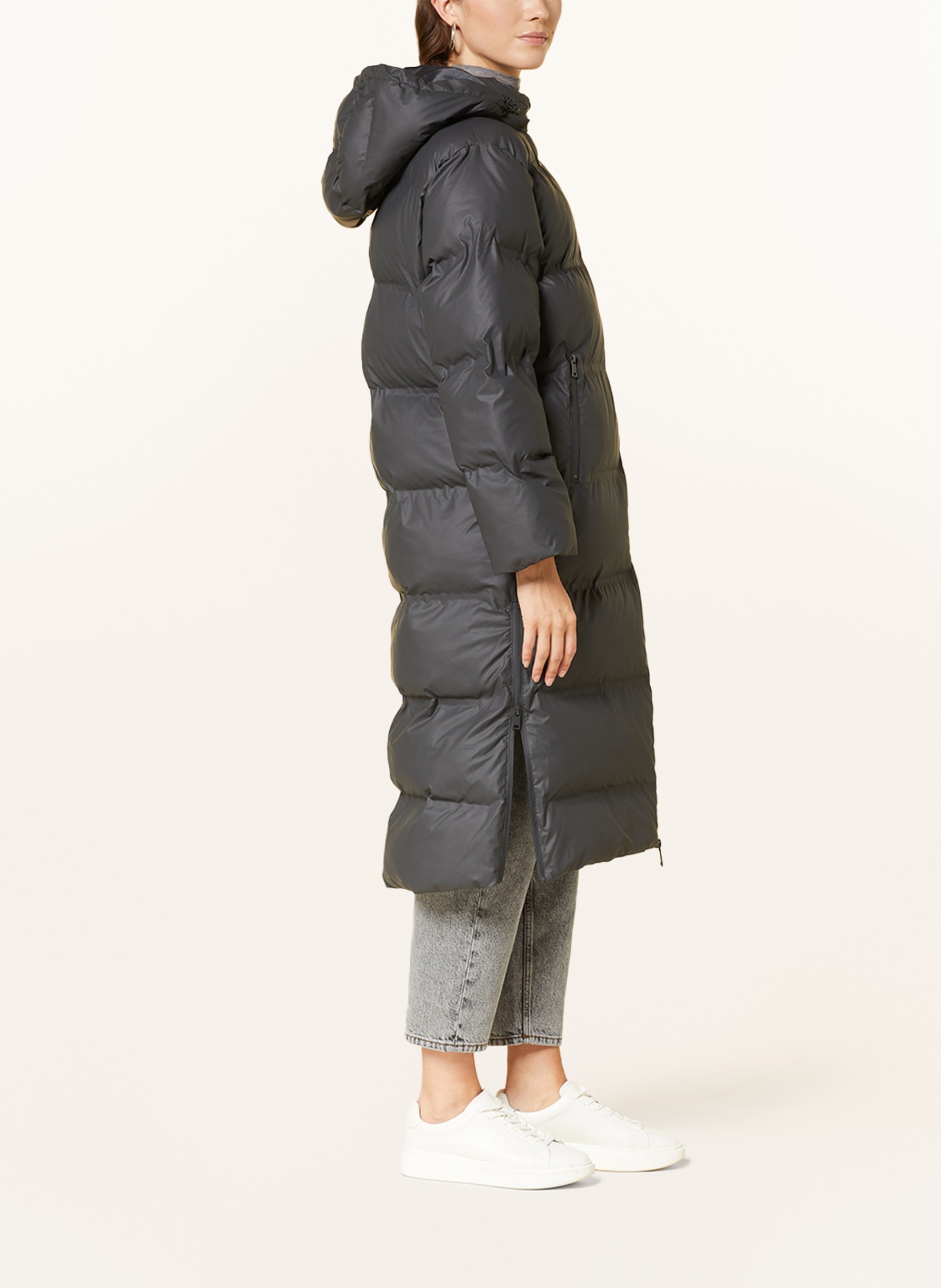 NEO NOIR Steppmantel VIVIANA mit abnehmbarer Kapuze: DUNKELGRAU