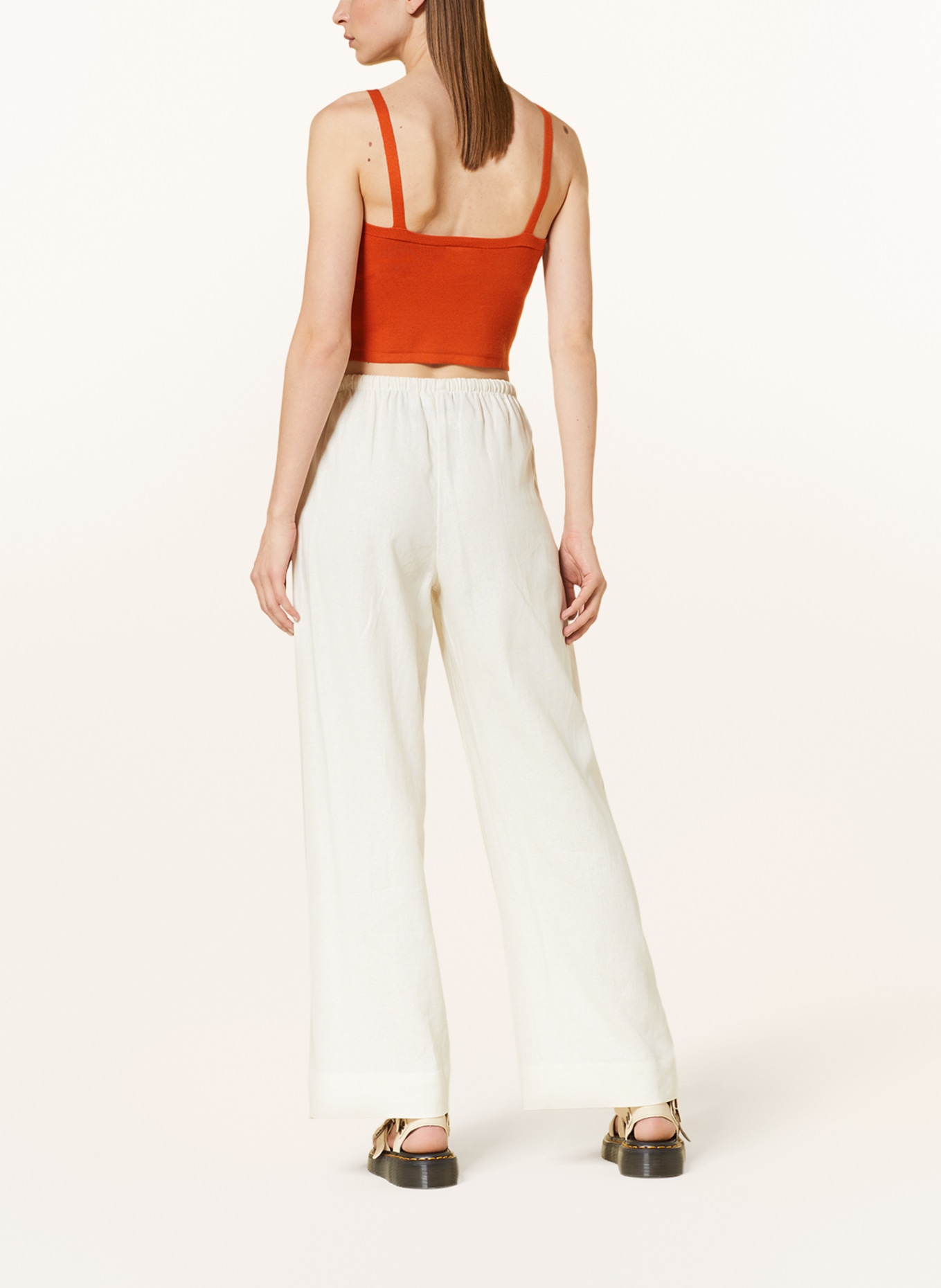 WEEKDAY Wide leg trousers MIA with linen, Color: CREAM (Image 3)