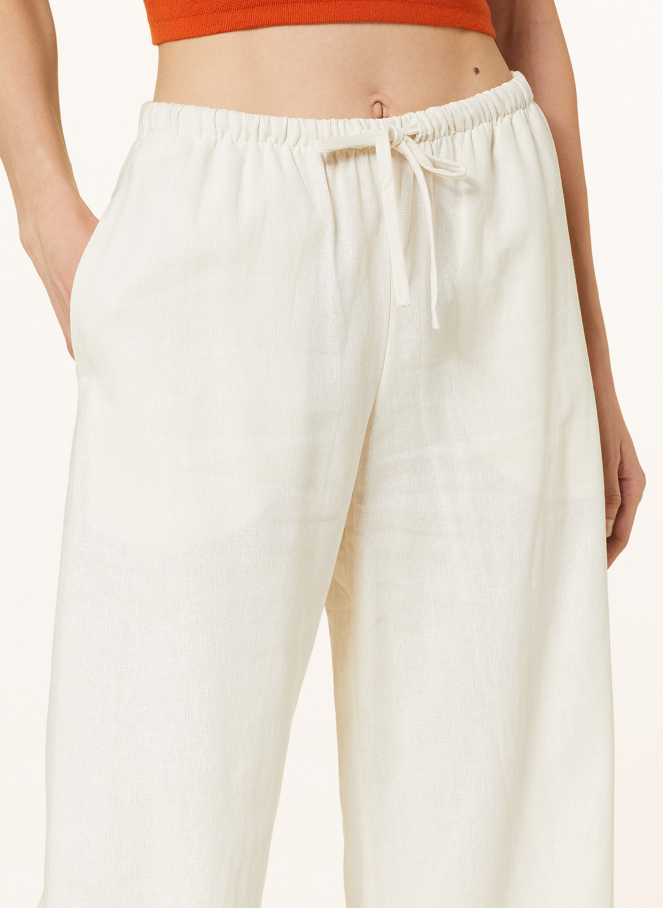 WEEKDAY Wide leg trousers MIA with linen, Color: CREAM (Image 5)