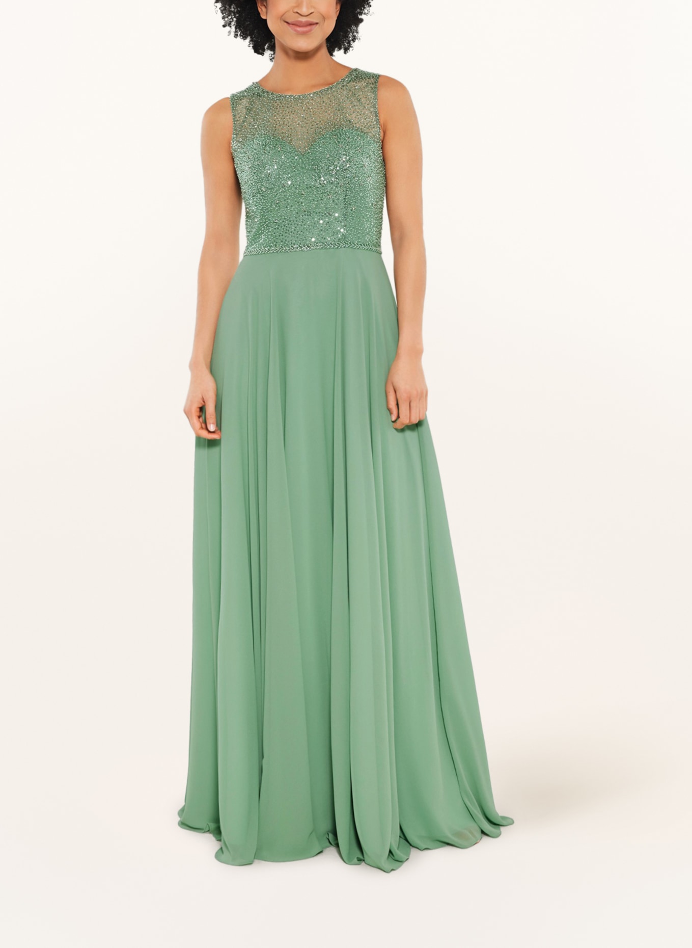 SWING Evening dress with sequins and decorative gems, Color: LIGHT GREEN (Image 2)