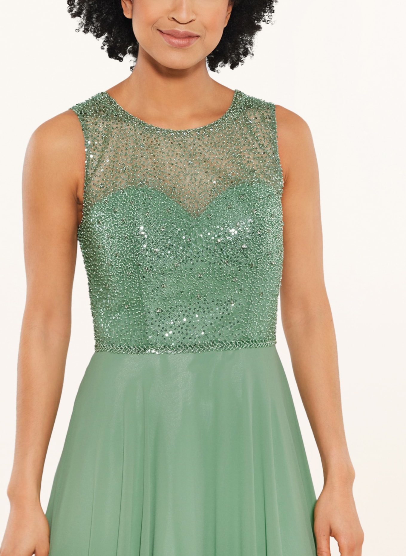 SWING Evening dress with sequins and decorative gems, Color: LIGHT GREEN (Image 4)