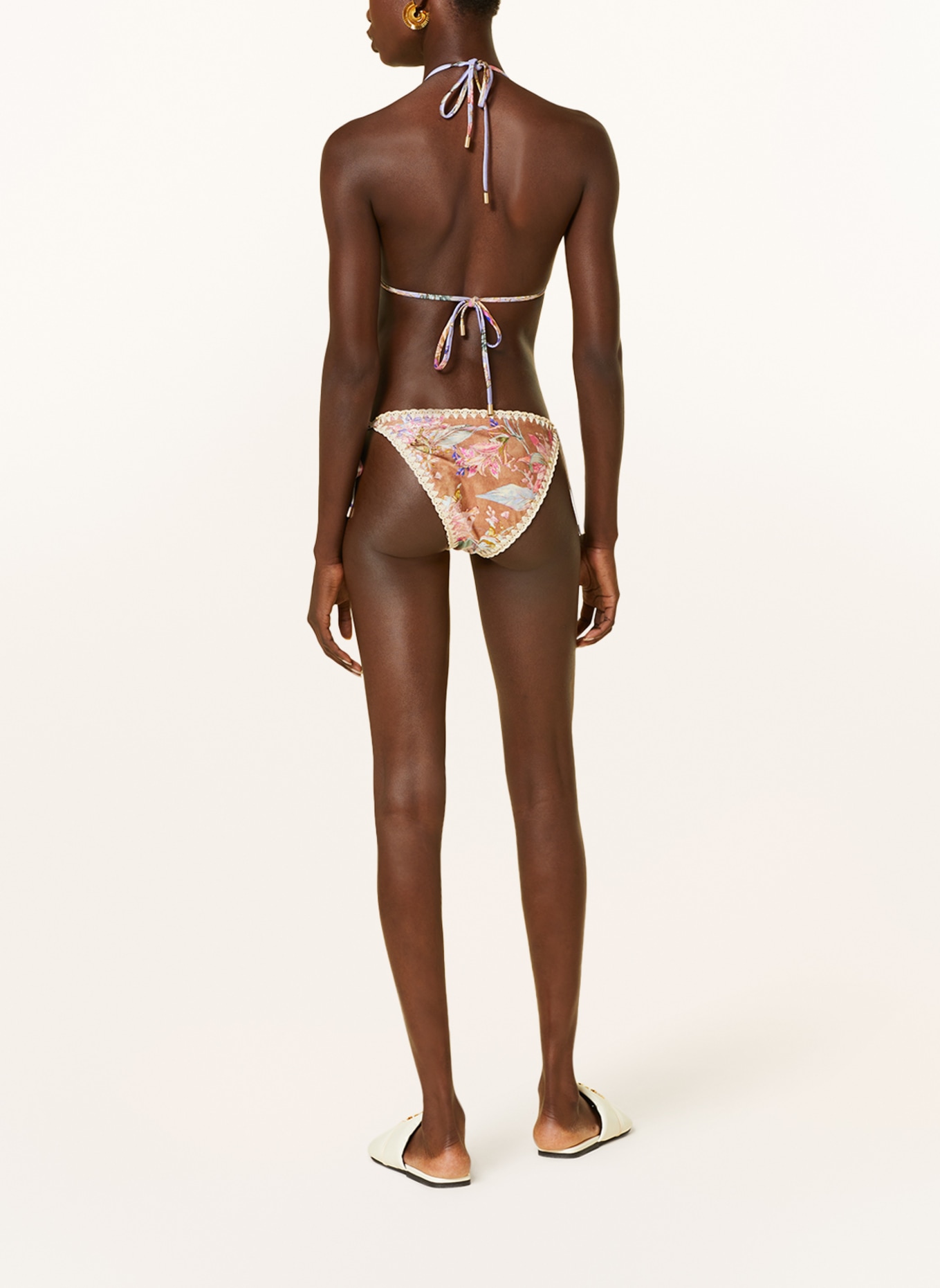 ZIMMERMANN Triangle bikini CIR SPLICED CROCHET , Color: BEIGE/ ECRU/ LIGHT GREEN (Image 3)