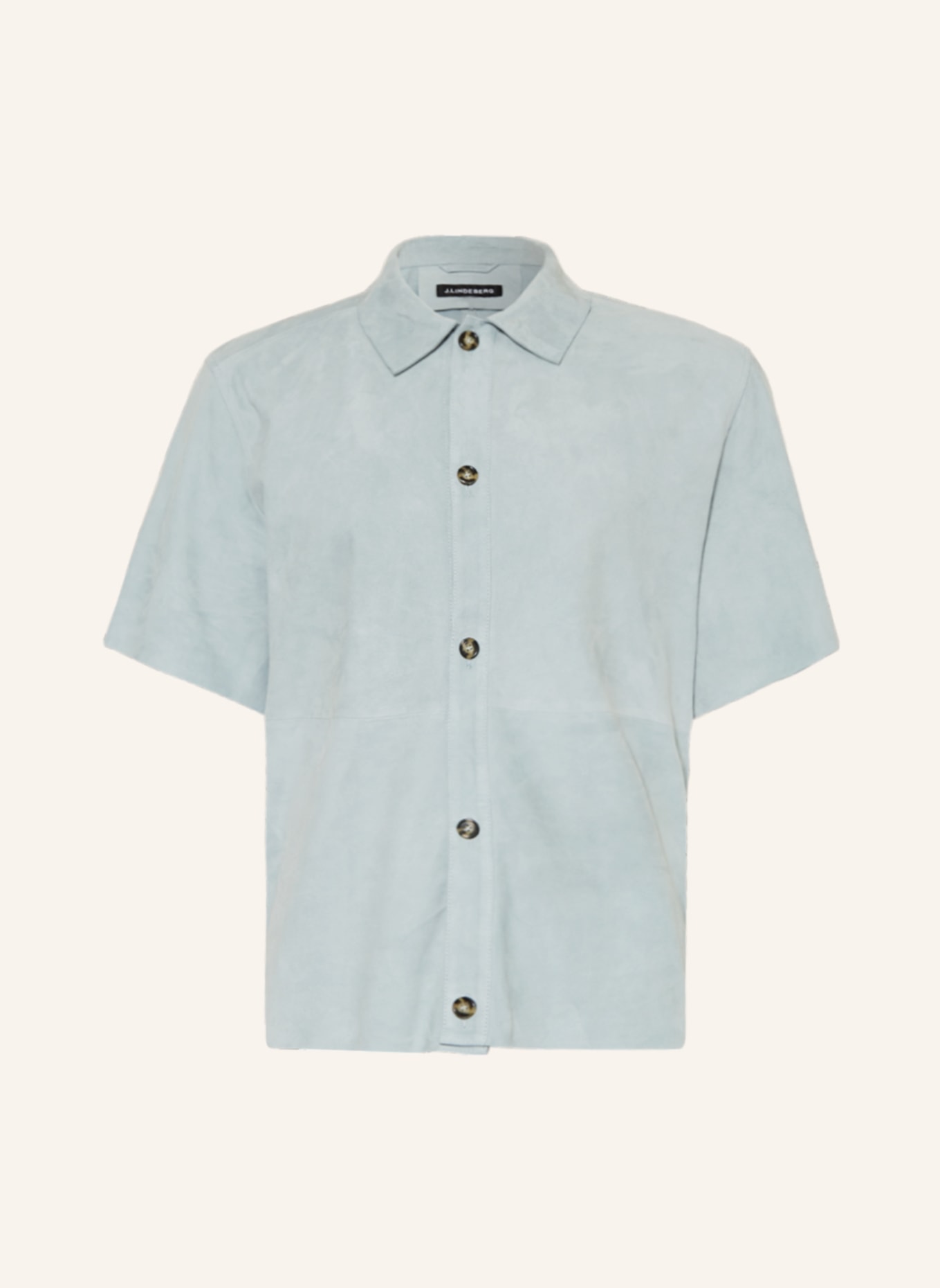J.LINDEBERG Kožená košile s krátkým rukávem Comfort Fit, Barva: ČERNOŠEDÁ (Obrázek 1)