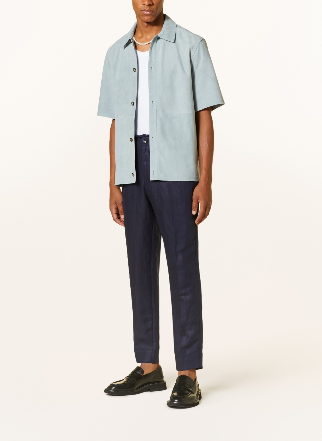 J.LINDEBERG Short sleeve shirt comfort fit in leather, Color: BLUE GRAY (Image 2)