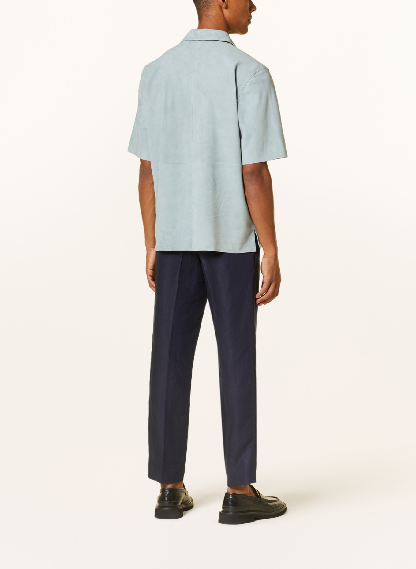 J.LINDEBERG Short sleeve shirt comfort fit in leather, Color: BLUE GRAY (Image 3)