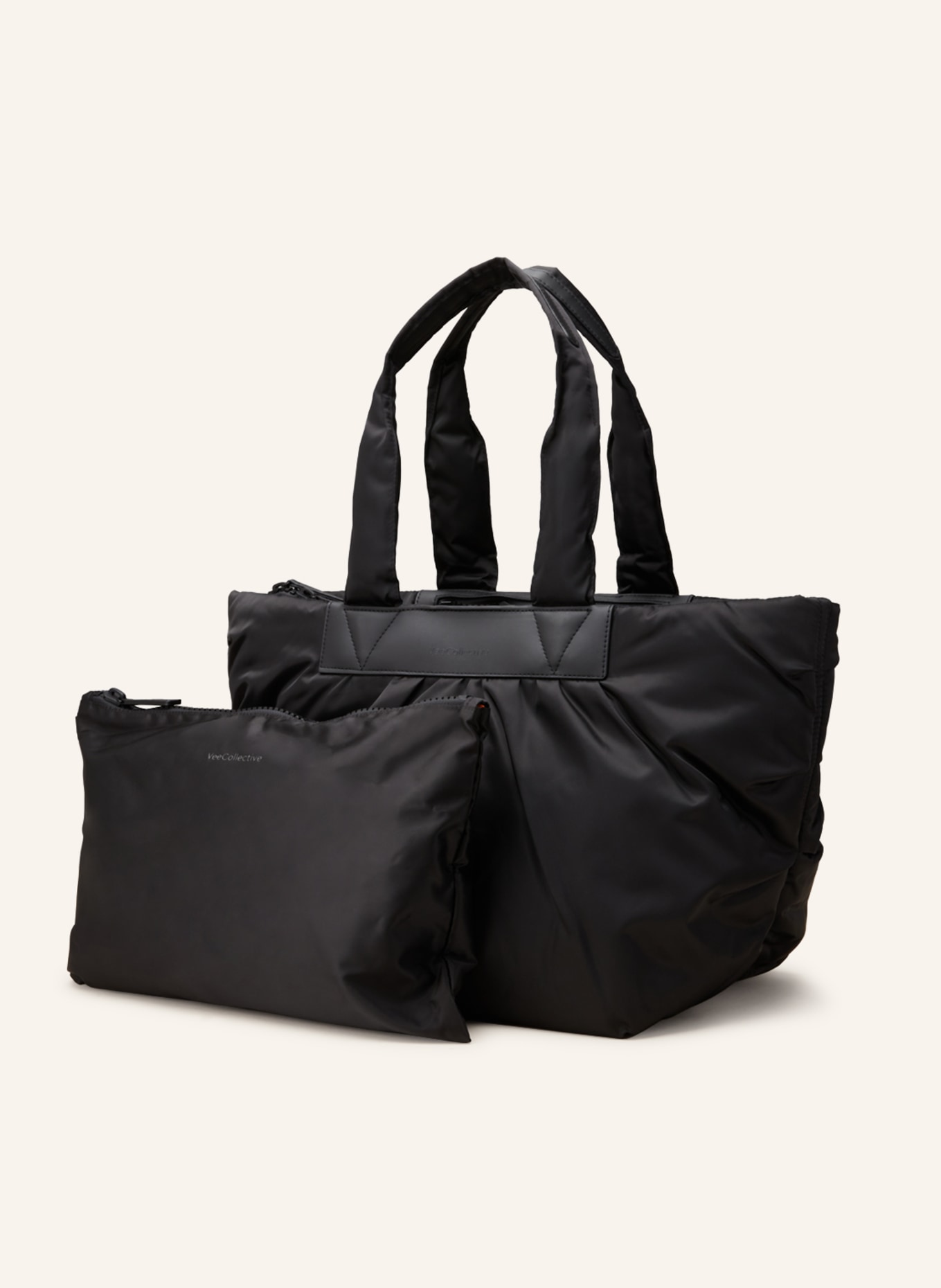Vee Collective Shopper CABA TOTE with pouch, Color: BLACK (Image 2)