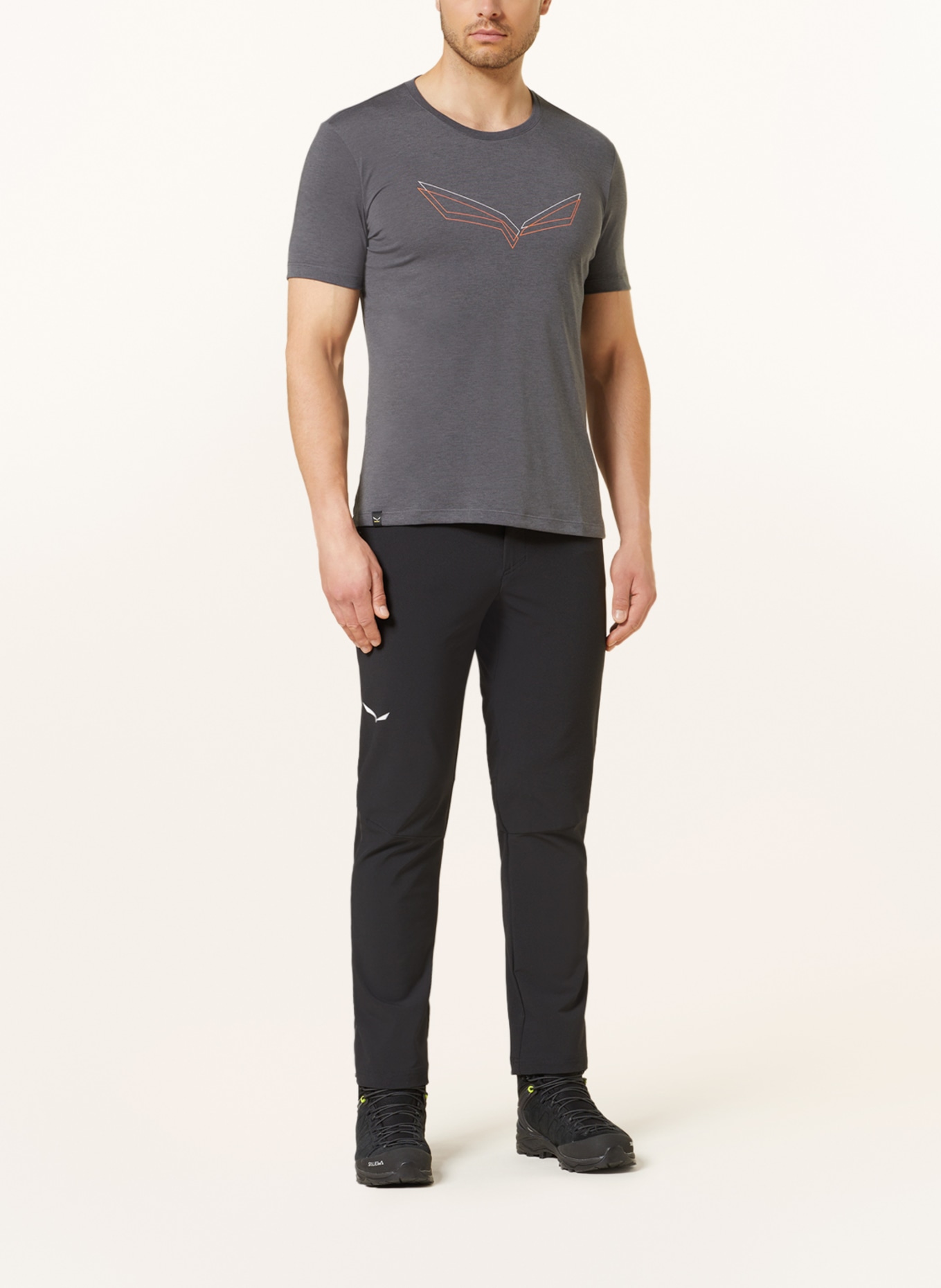 SALEWA T-shirt PURE, Color: BLACK/ DARK GRAY (Image 2)