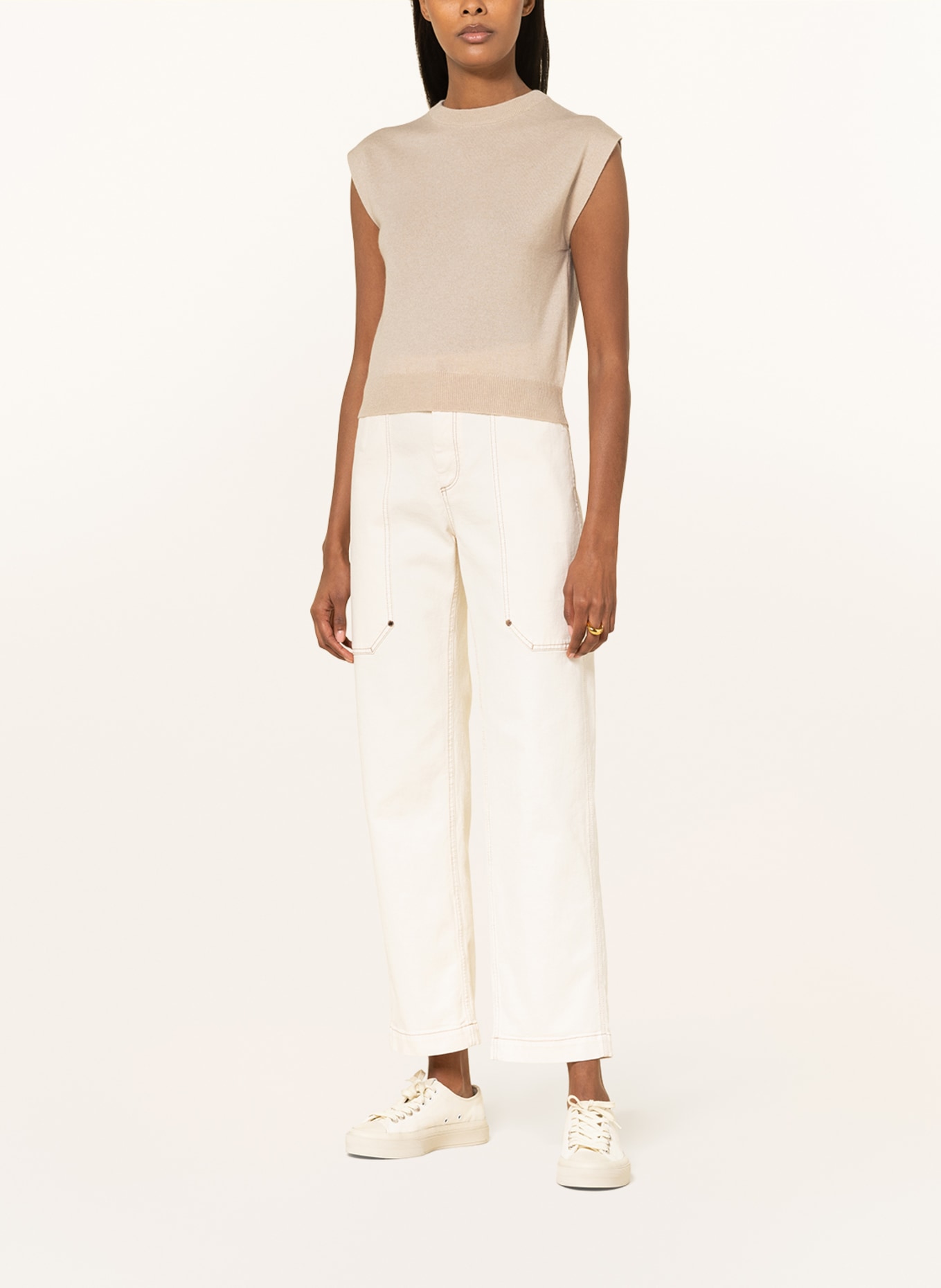BRUNELLO CUCINELLI T-shirt with cashmere and glitter thread, Color: BEIGE (Image 2)