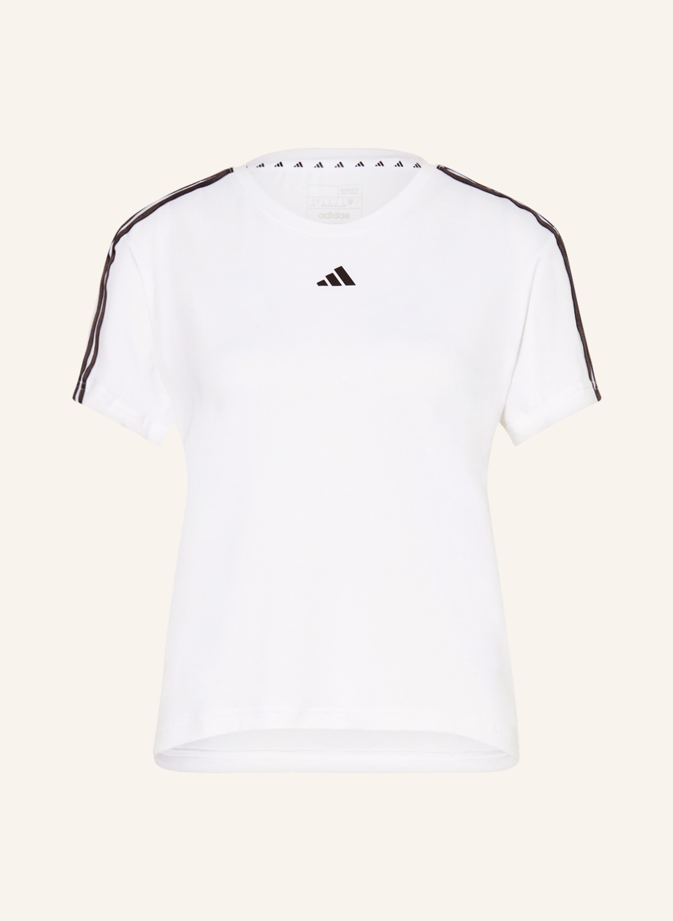 adidas T-Shirt AEROREADY TRAIN ESSENTIALS 3-STRIPES in weiss/ schwarz
