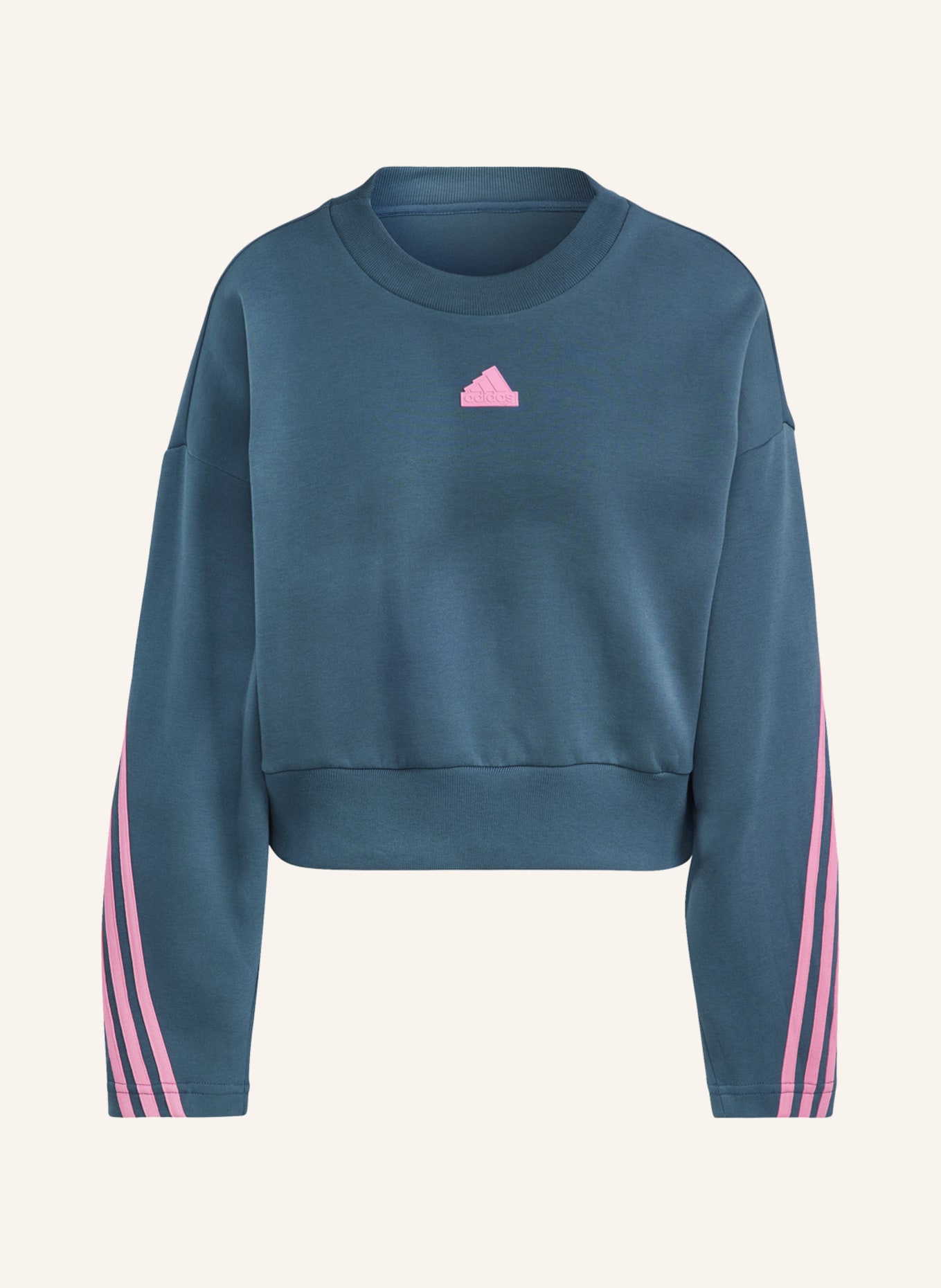 adidas Cropped-Sweatshirt, Farbe: PETROL/ PINK (Bild 1)