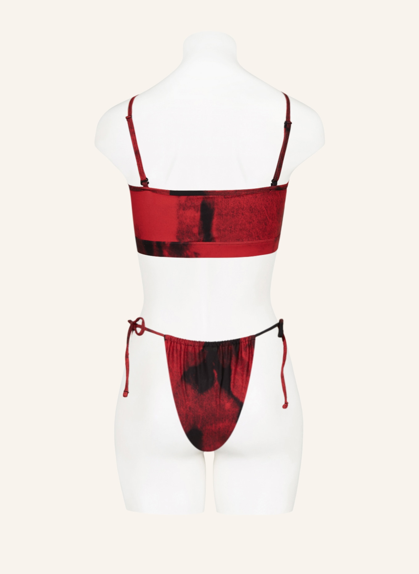 HUGO Bralette-Bikini-Top TIE DYE, Farbe: ROT/ SCHWARZ (Bild 3)
