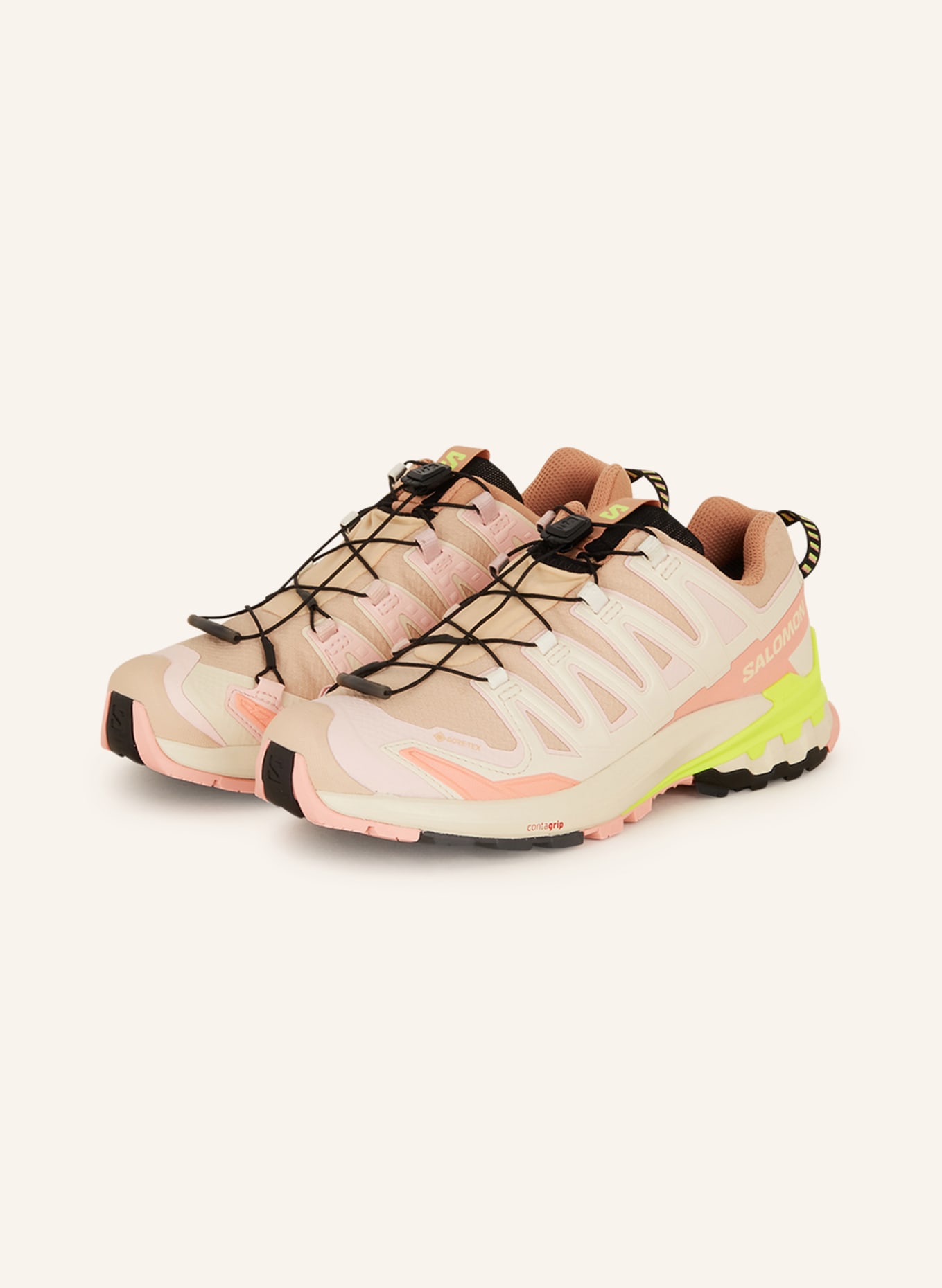 SALOMON Trail running shoes XA PRO 3D V9 GTX, Color: BEIGE/ PINK/ WHITE (Image 1)