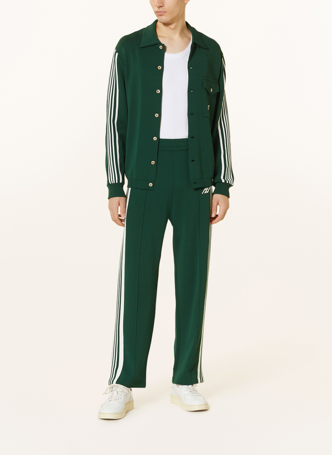 AUTRY Track pants with tuxedo stripes, Color: DARK GREEN/ WHITE (Image 2)