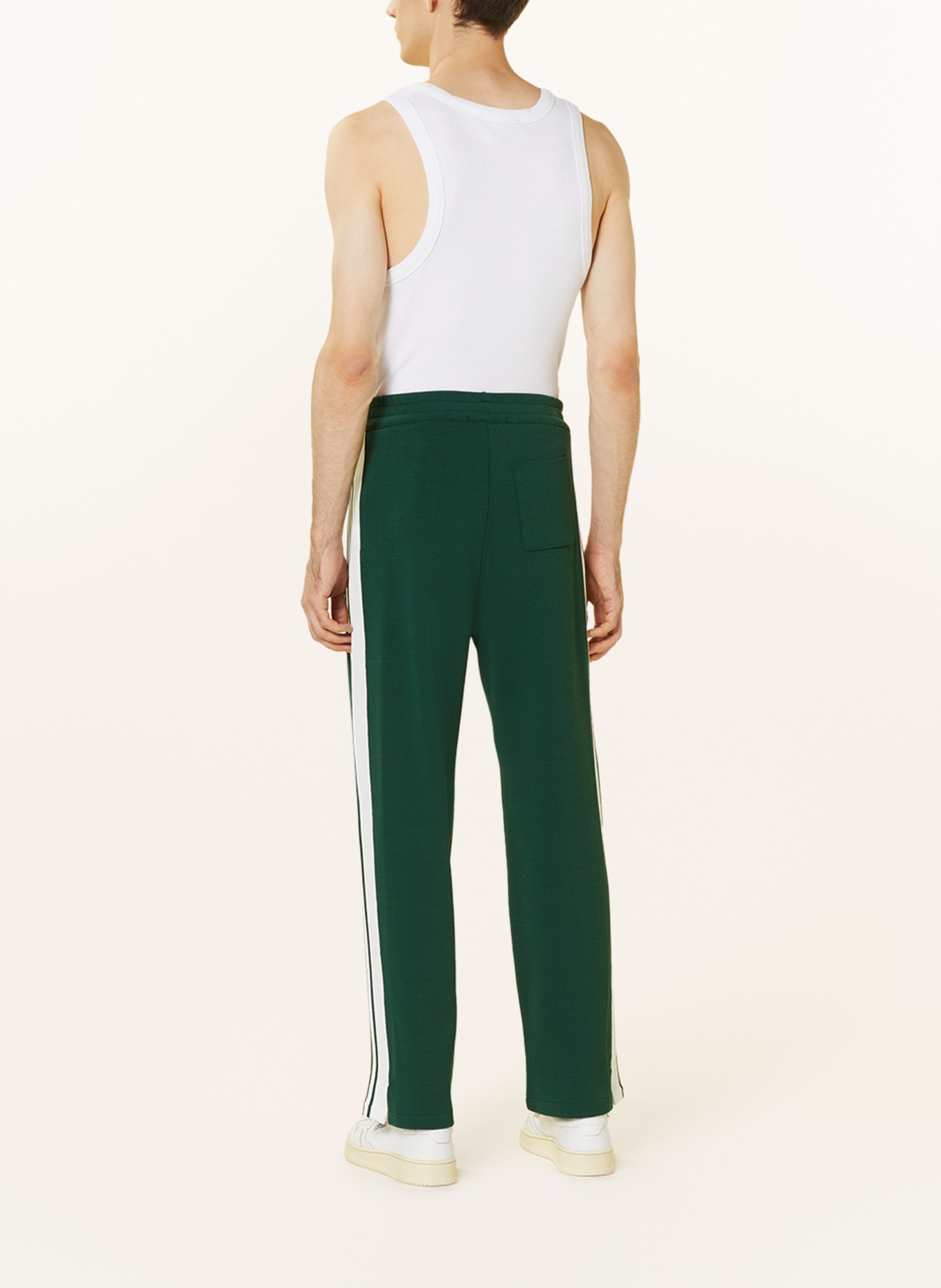 AUTRY Track pants with tuxedo stripes, Color: DARK GREEN/ WHITE (Image 3)