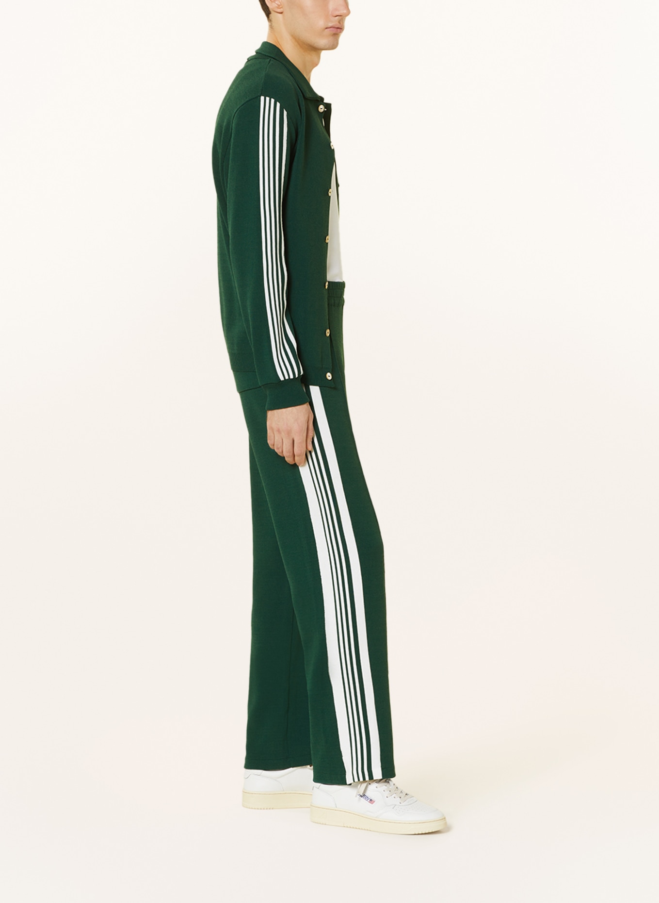 AUTRY Track pants with tuxedo stripes, Color: DARK GREEN/ WHITE (Image 4)