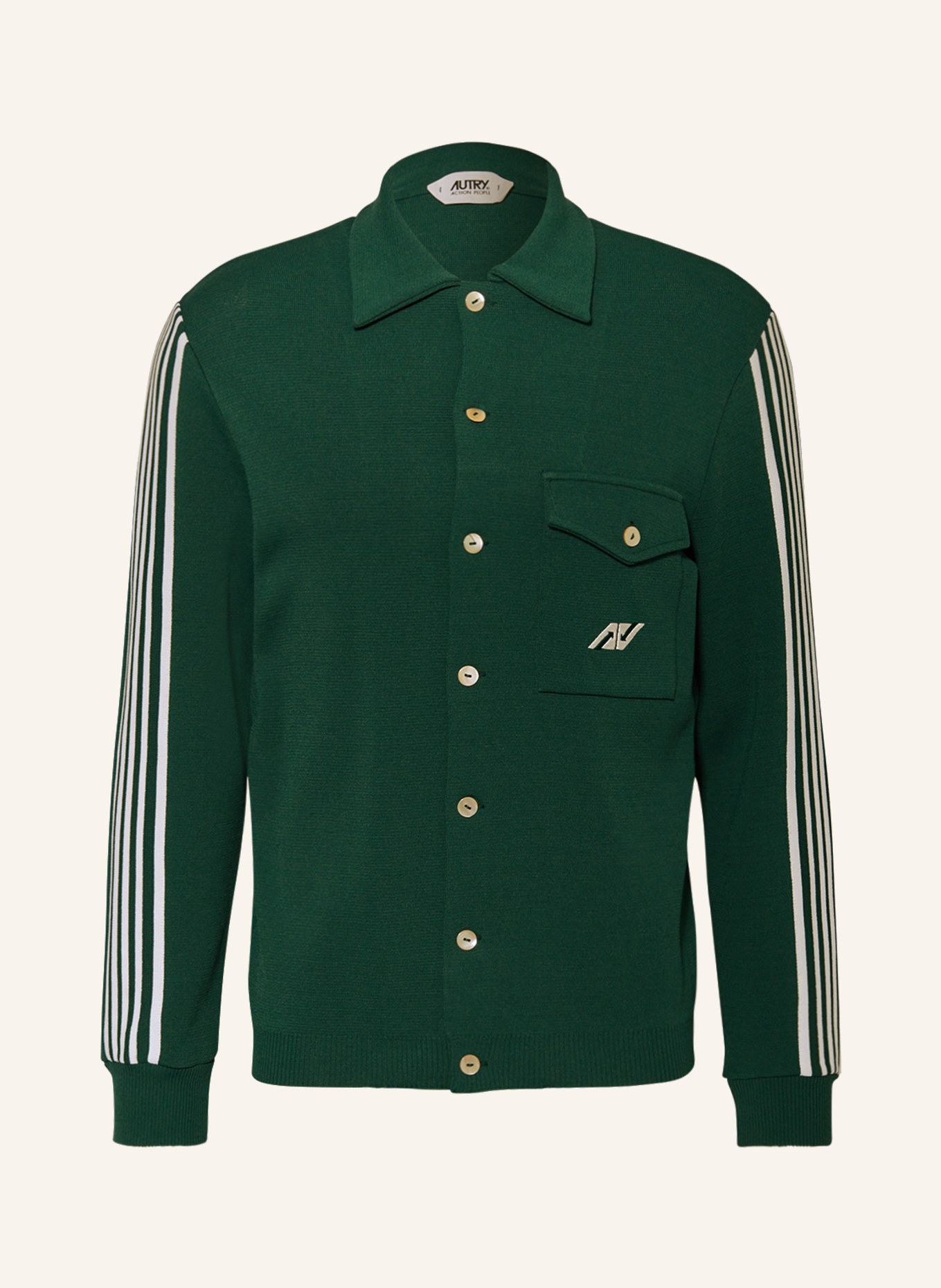 AUTRY Overshirt with tuxedo stripes, Color: DARK GREEN (Image 1)