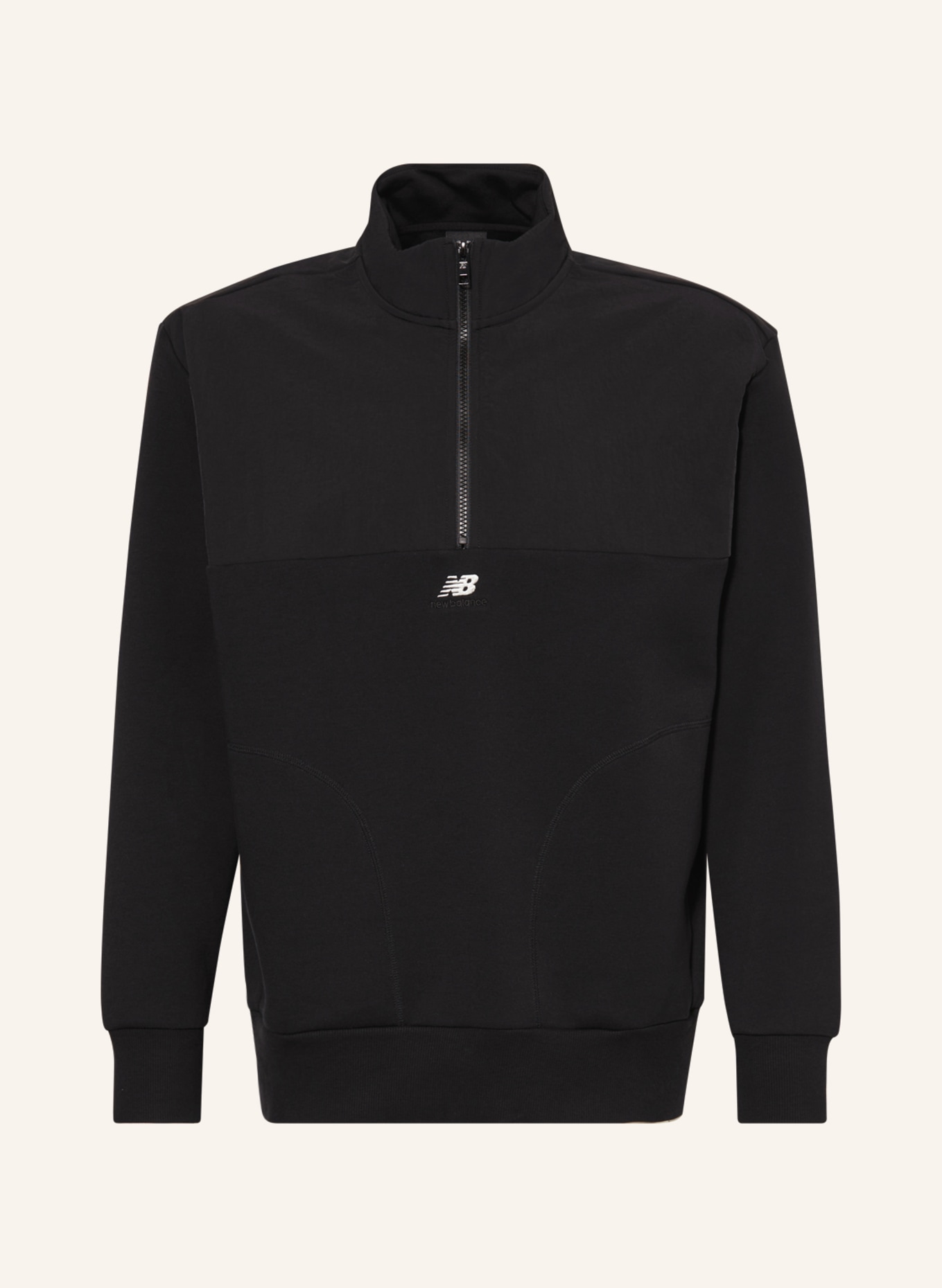 new balance Half-zip sweater in mixed materials, Color: BLACK (Image 1)