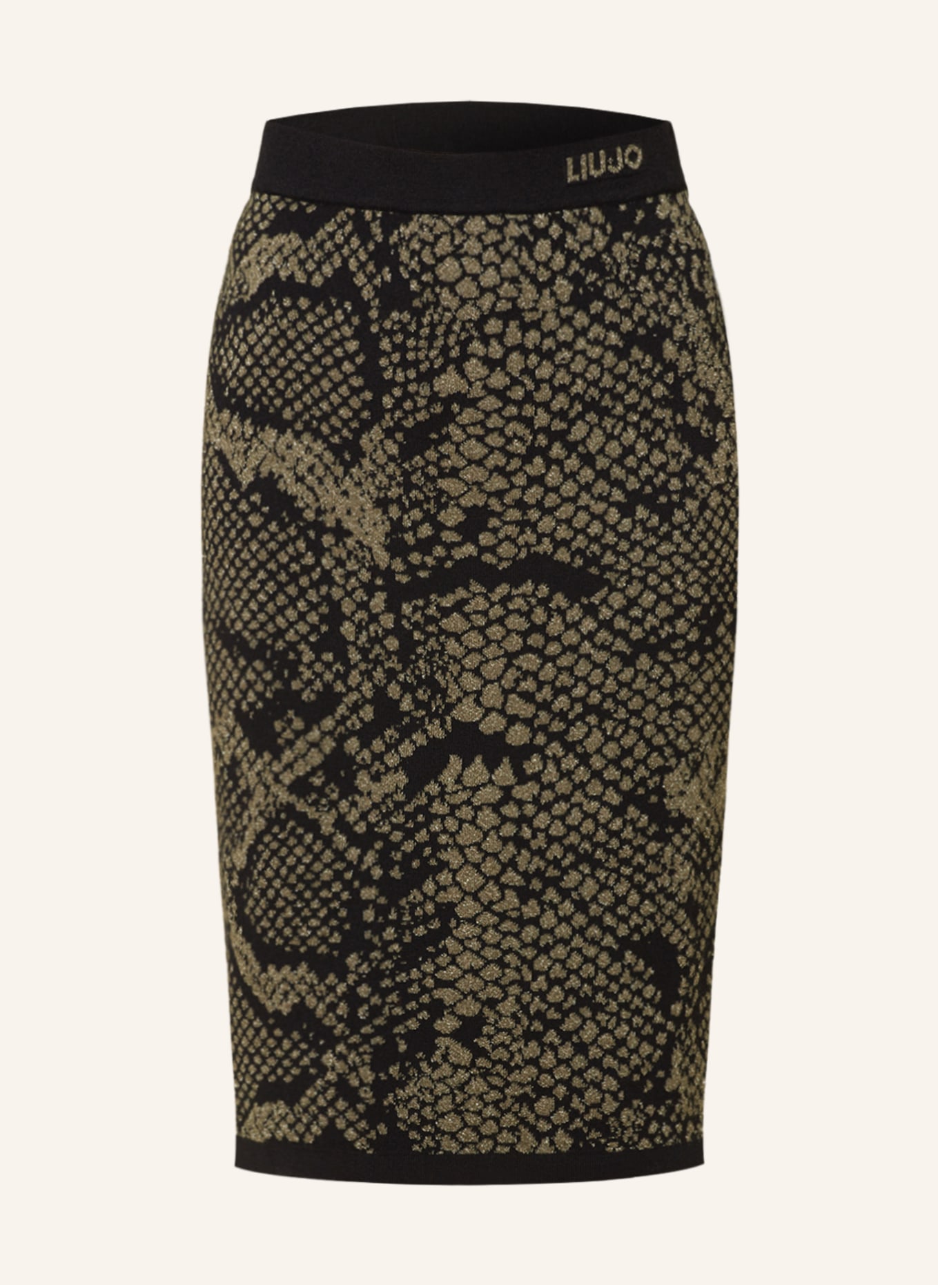 LIU JO Dzianinowa spódnica z błyszczącą przędzą, Kolor: CZARNY/ ZIELONY/ SREBRNY (Obrazek 1)