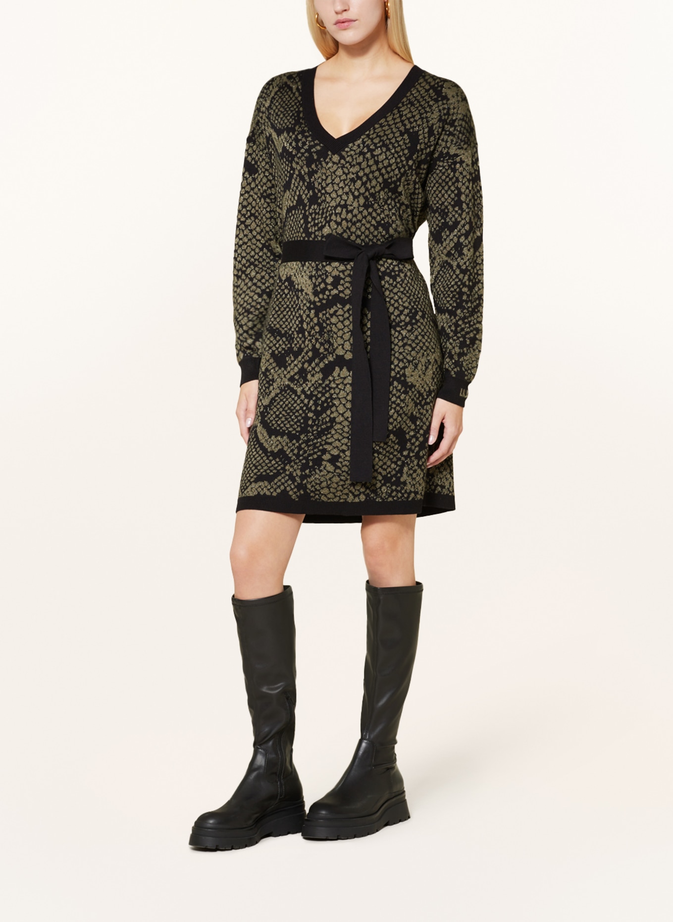 LIU JO Knit dress with glitter thread, Color: BLACK/ GREEN/ SILVER (Image 2)