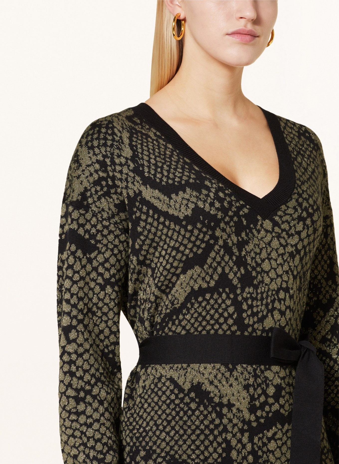 LIU JO Knit dress with glitter thread, Color: BLACK/ GREEN/ SILVER (Image 4)