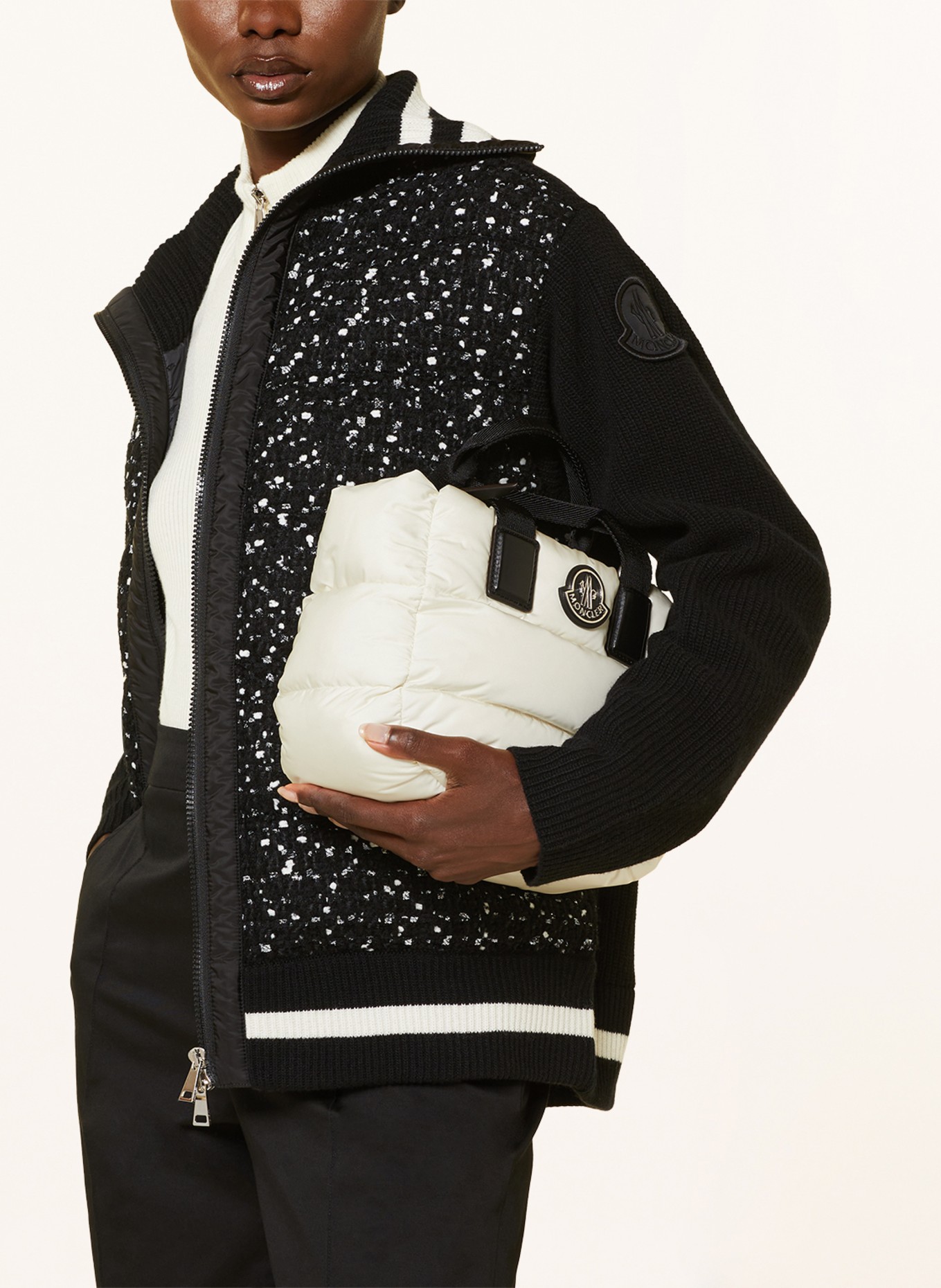 MONCLER Crossbody bag MINI CARADOC, Color: WHITE/ BLACK (Image 4)