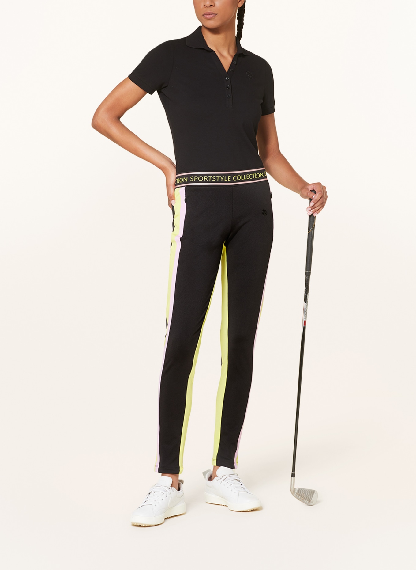 SPORTALM Golf trousers with tuxedo stripe, Color: BLACK/ YELLOW/ LIGHT PURPLE (Image 2)
