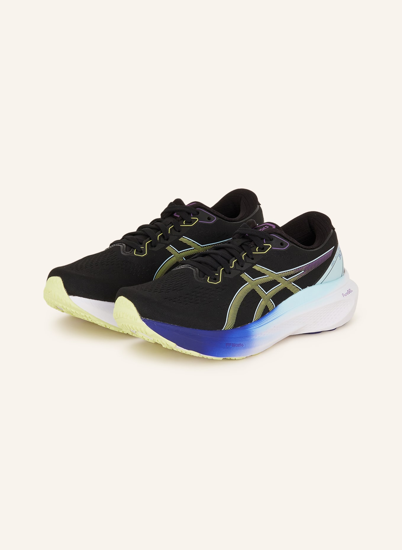 ASICS Running shoes GEL KAYANO 30, Color: BLACK/ YELLOW/ LIGHT PURPLE (Image 1)