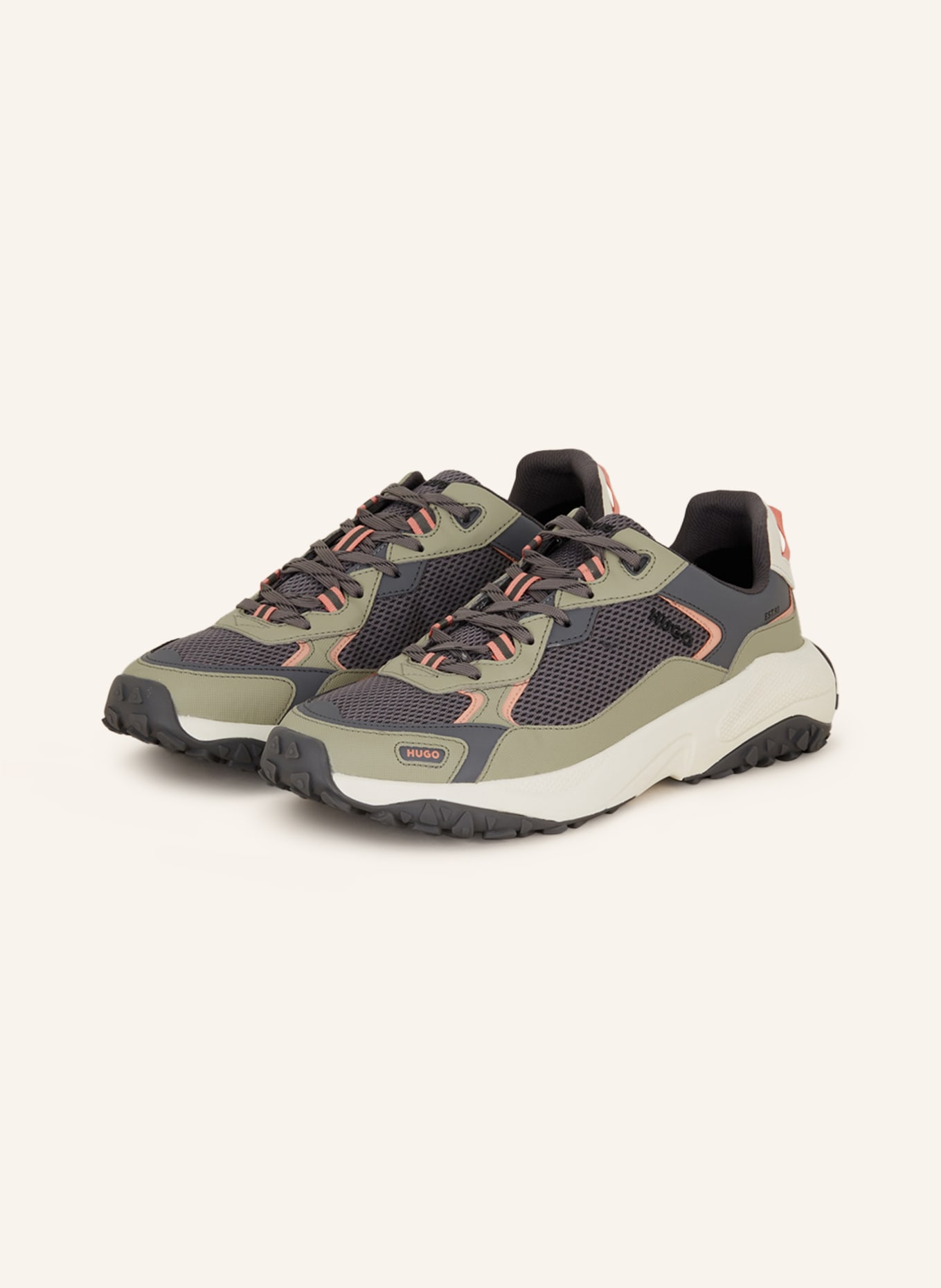 HUGO Sneakers GO1ST, Color: GRAY/ OLIVE/ SALMON (Image 1)