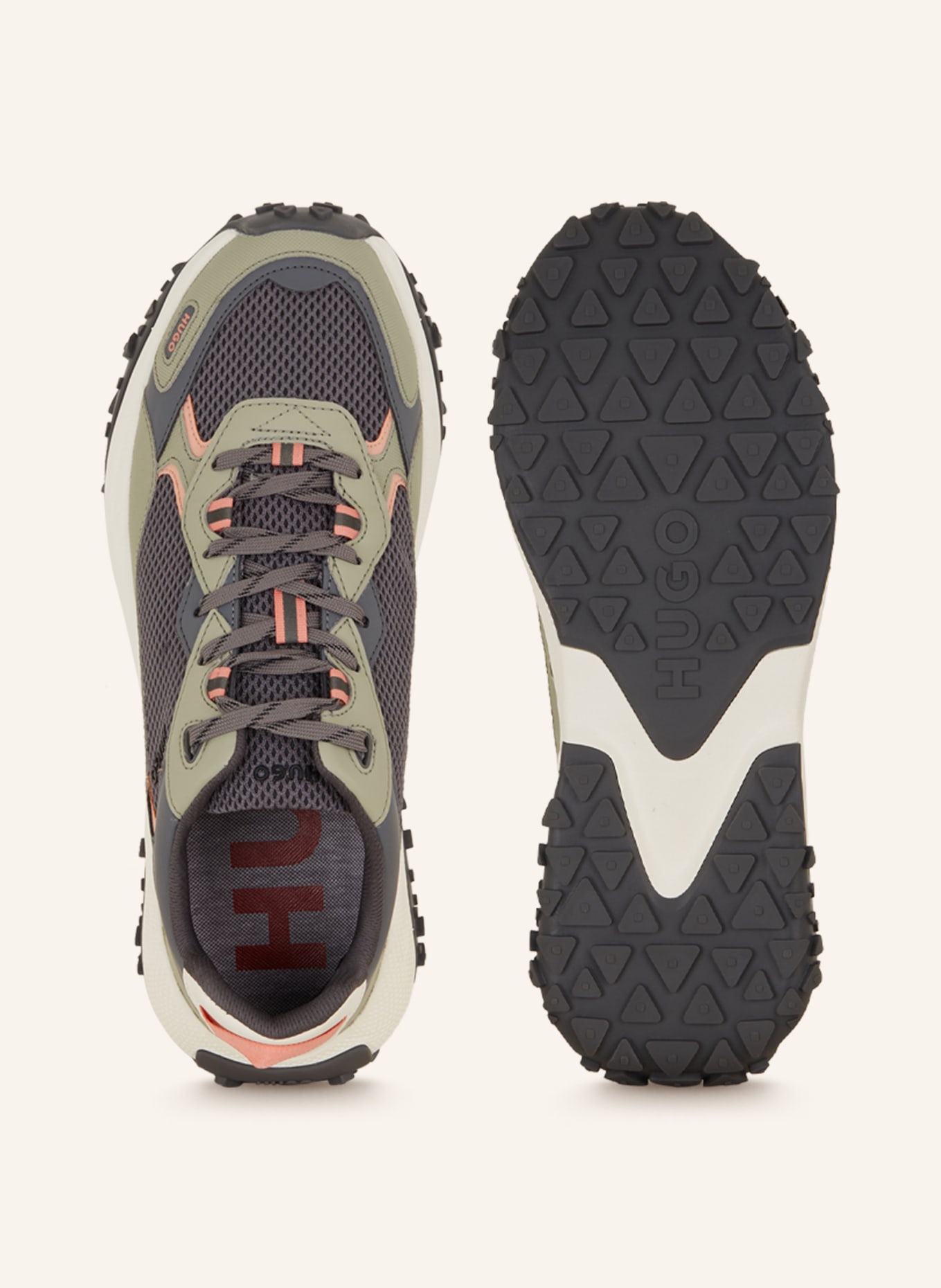 HUGO Sneakers GO1ST, Color: GRAY/ OLIVE/ SALMON (Image 5)