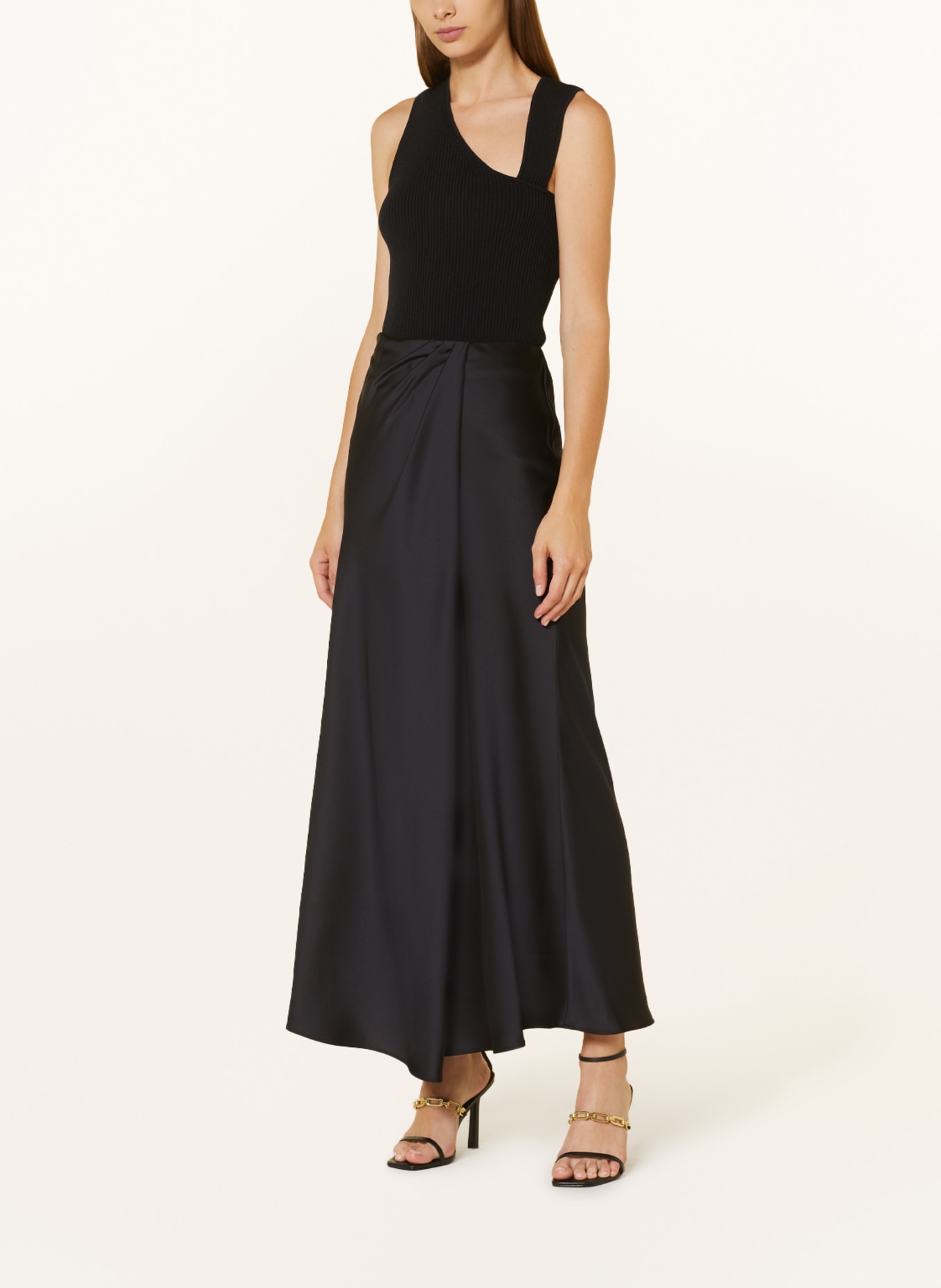 PINKO Satin skirt CONVERSIONE in wrap look, Color: BLACK (Image 2)