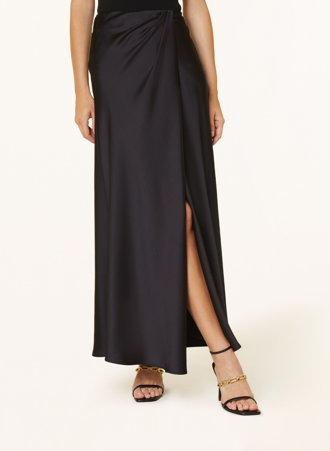 PINKO Satin skirt CONVERSIONE in wrap look, Color: BLACK (Image 4)