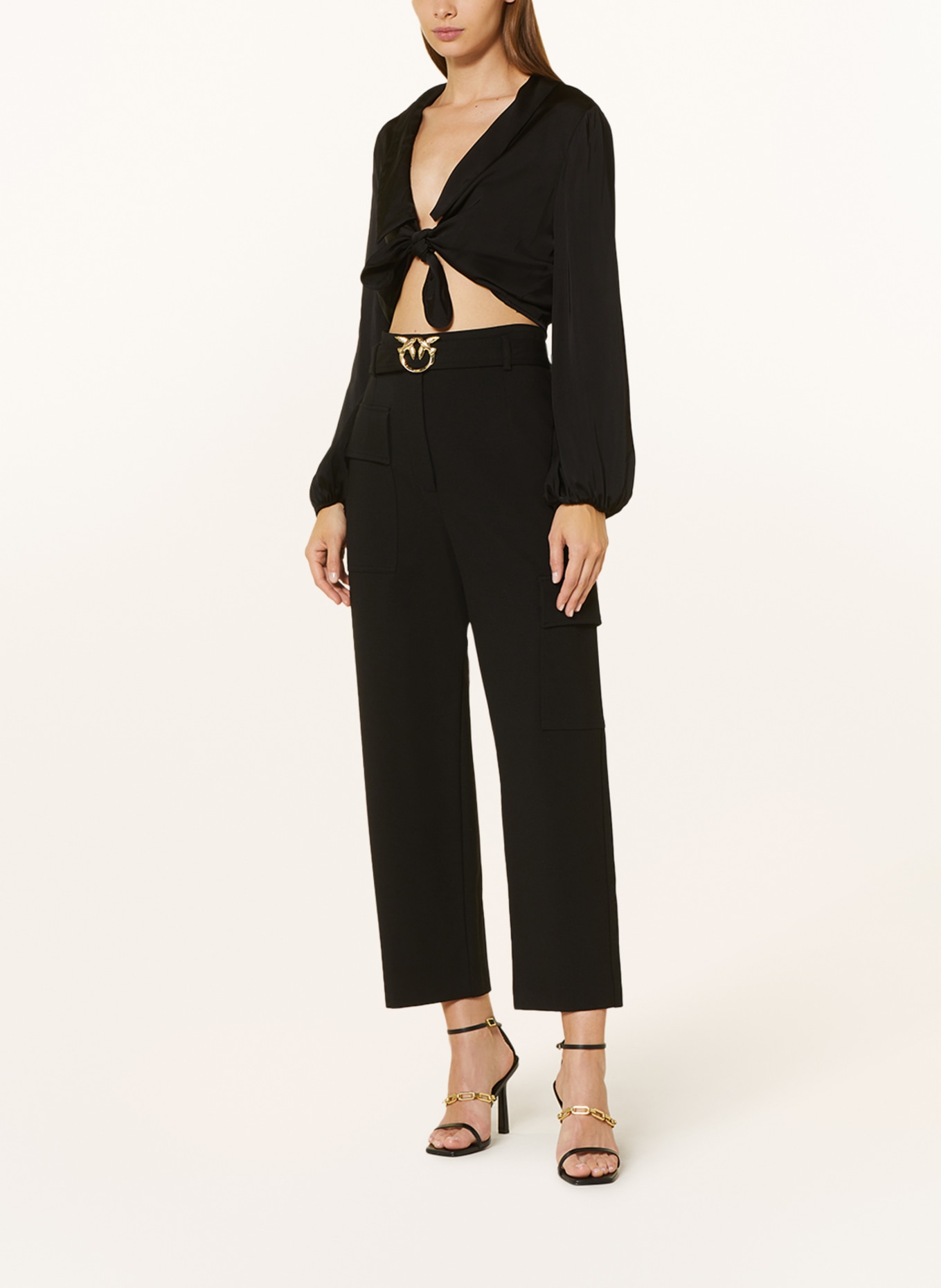 PINKO 7/8 trousers PERLITA made of jersey, Color: BLACK (Image 2)