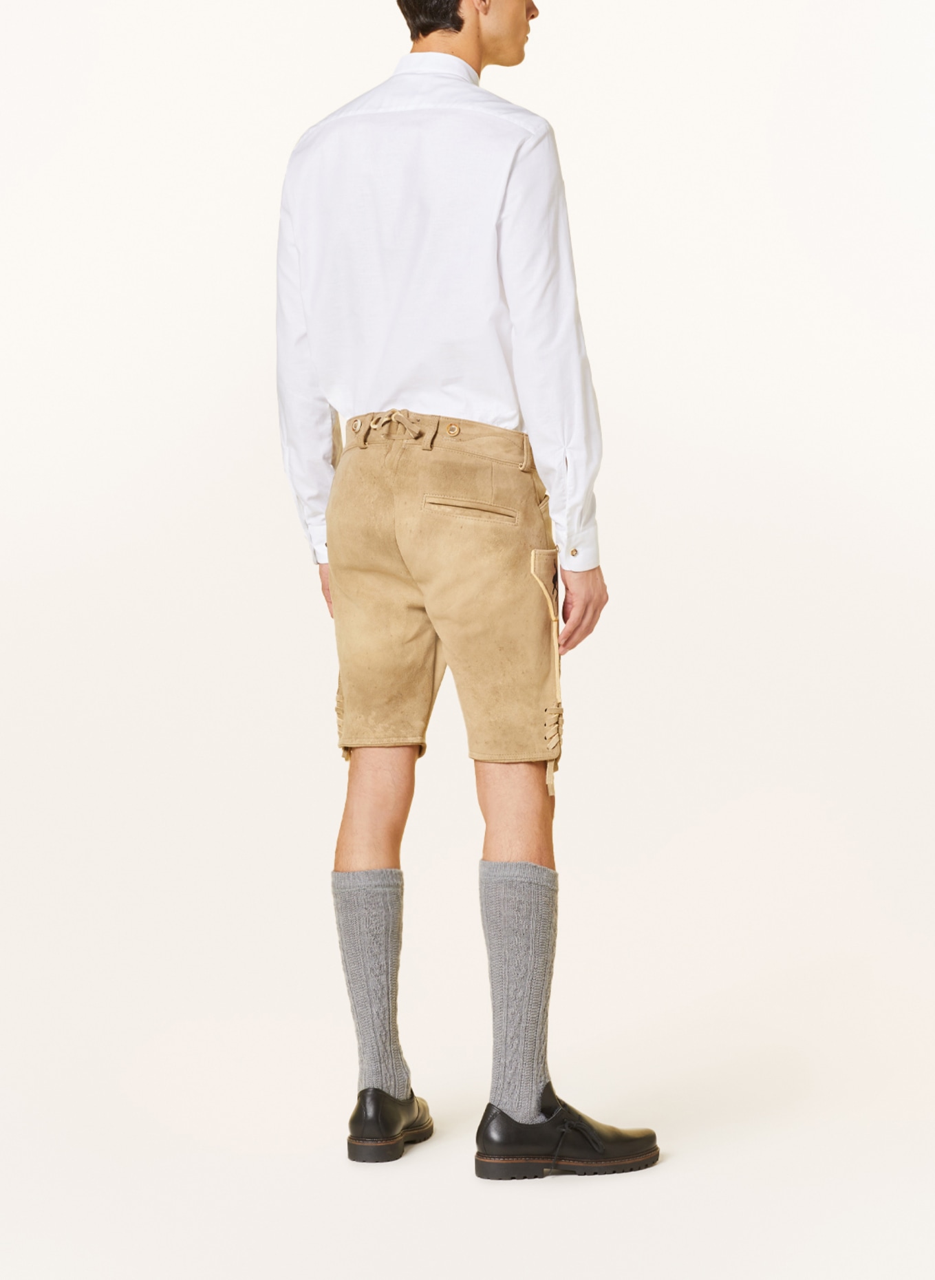 OSTARRICHI Spodnie skórzane w stylu ludowym LUDWIG, Kolor: JASNOBRĄZOWY (Obrazek 3)