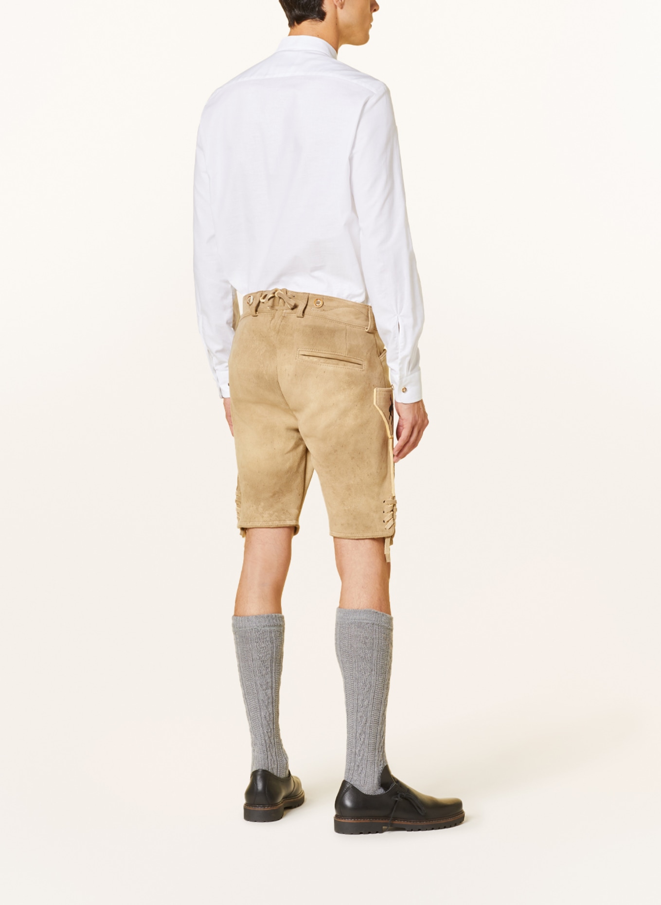 OSTARRICHI Spodnie skórzane w stylu ludowym LUDWIG, Kolor: JASNOBRĄZOWY (Obrazek 4)