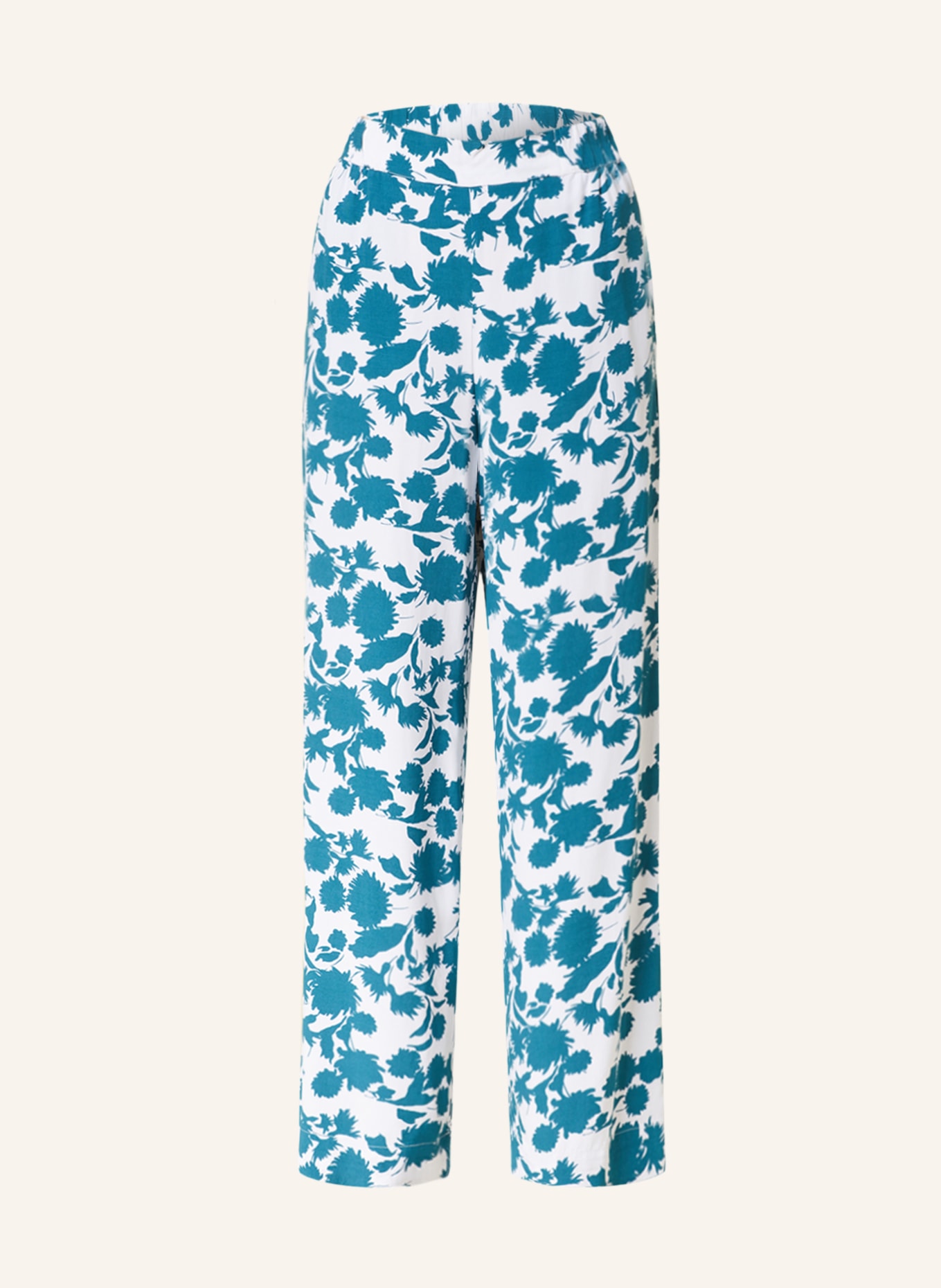 s.Oliver BLACK LABEL Wide leg trousers, Color: TEAL/ WHITE (Image 1)