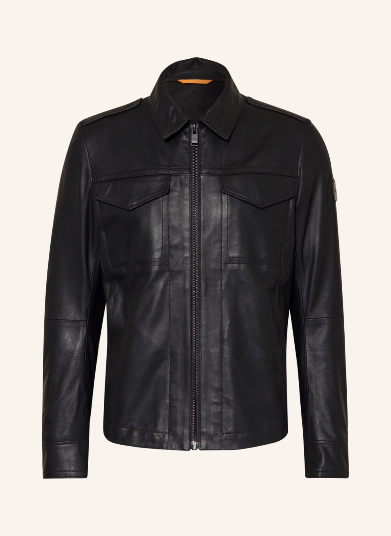BOSS Leather jacket JOBEAAN, Color: BLACK (Image 1)