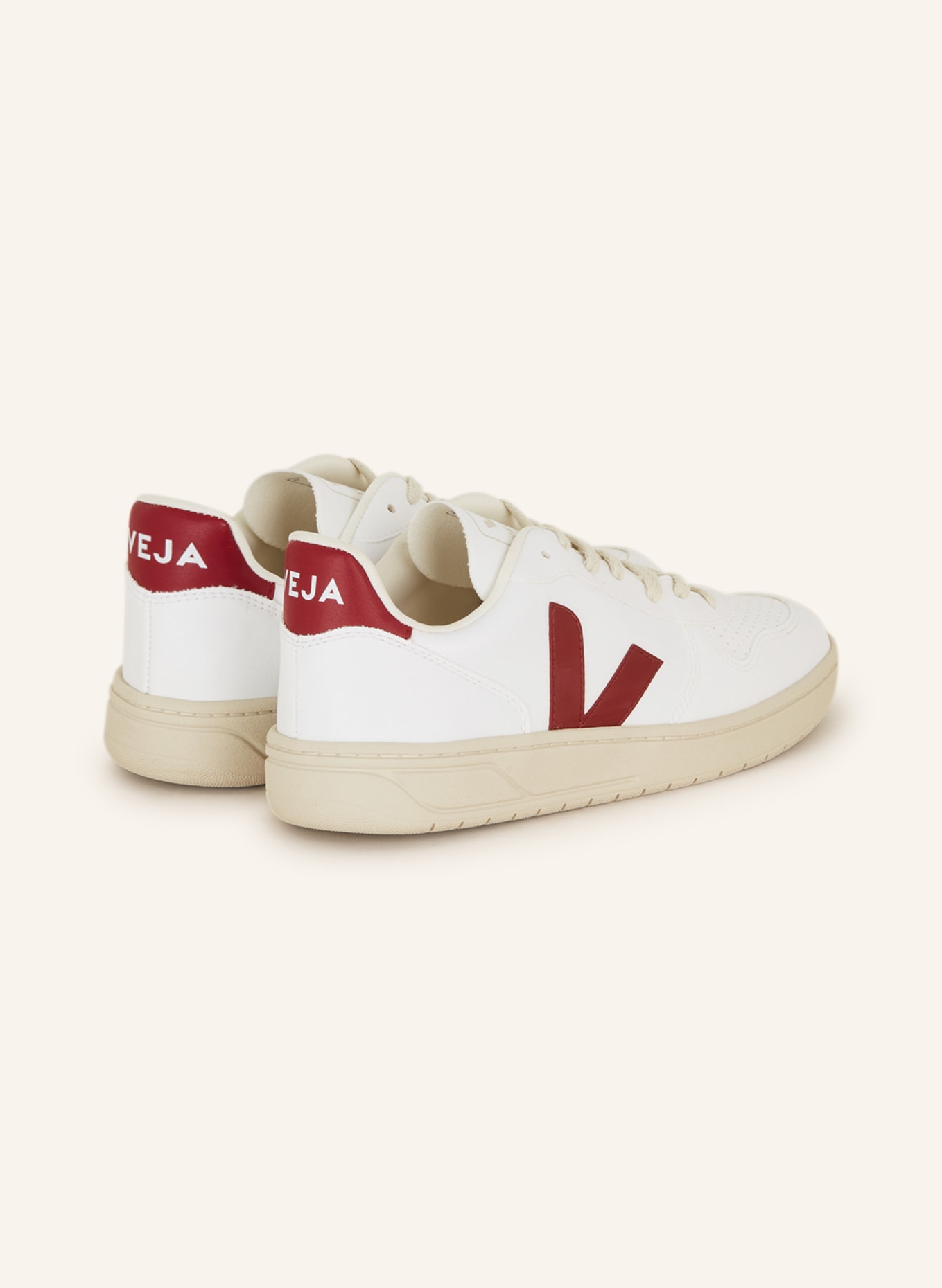 VEJA Sneakers V-10, Color: WHITE/ DARK RED (Image 2)