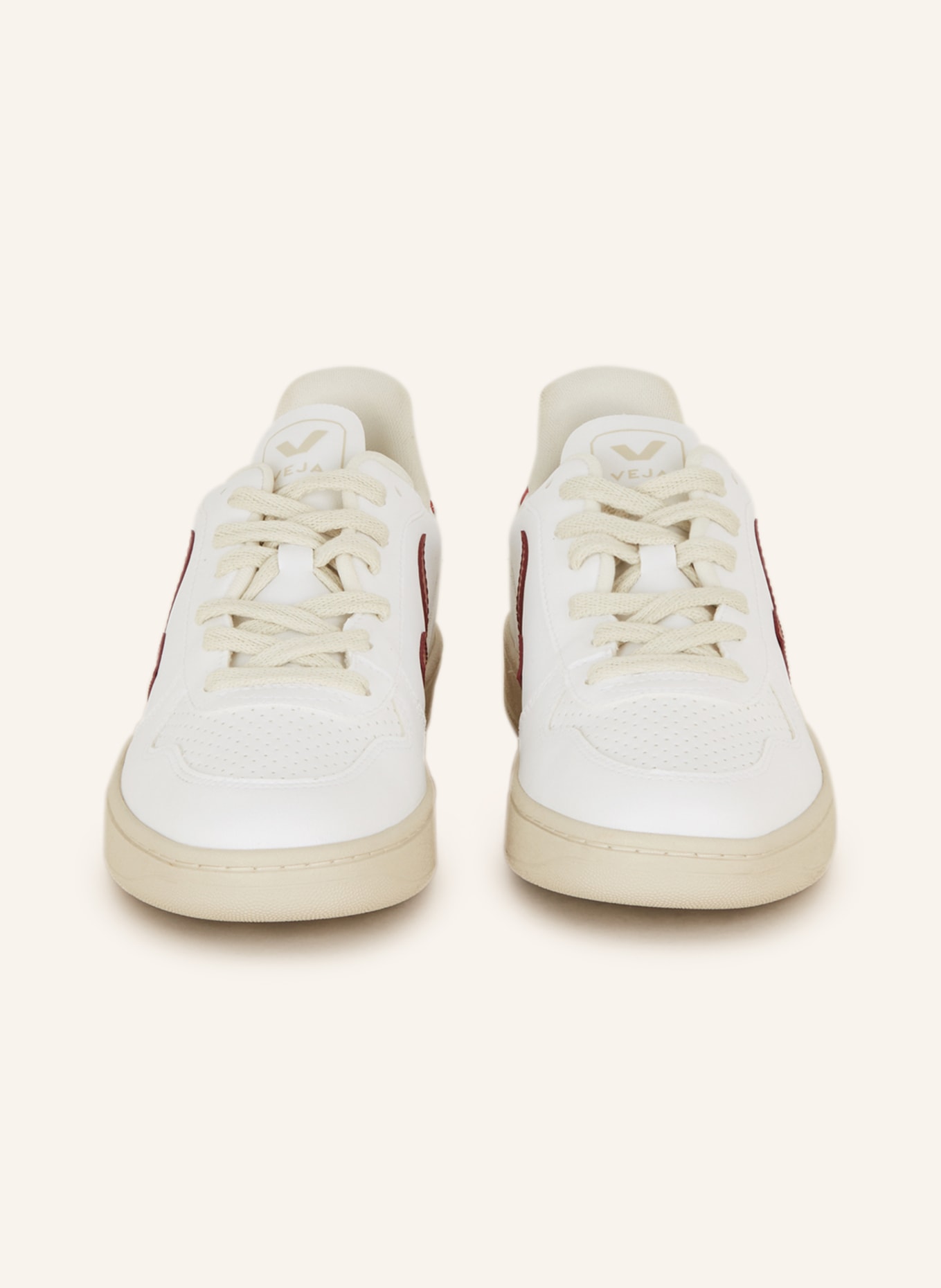 VEJA Sneakers V-10, Color: WHITE/ DARK RED (Image 3)
