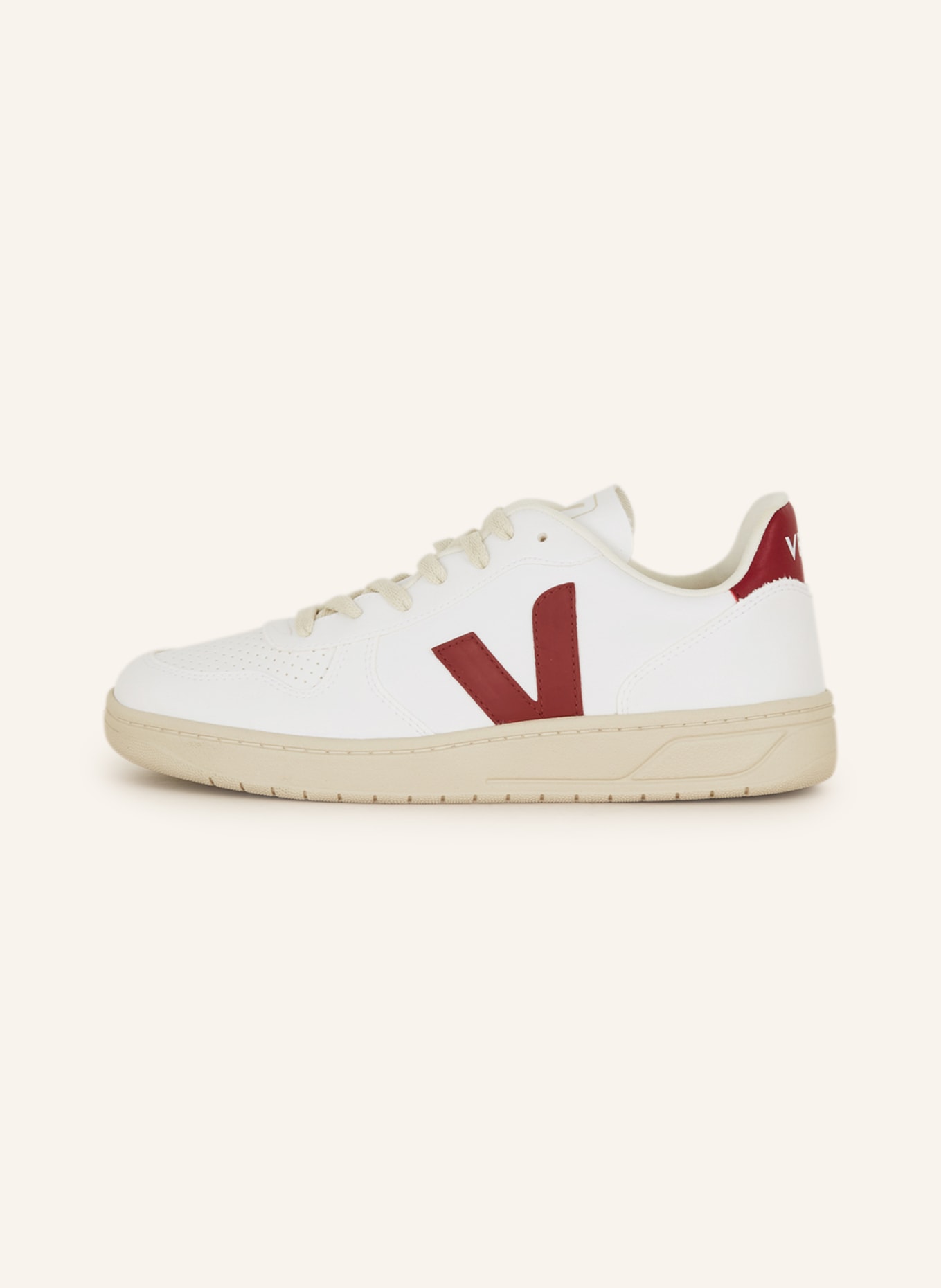VEJA Sneakers V-10, Color: WHITE/ DARK RED (Image 4)