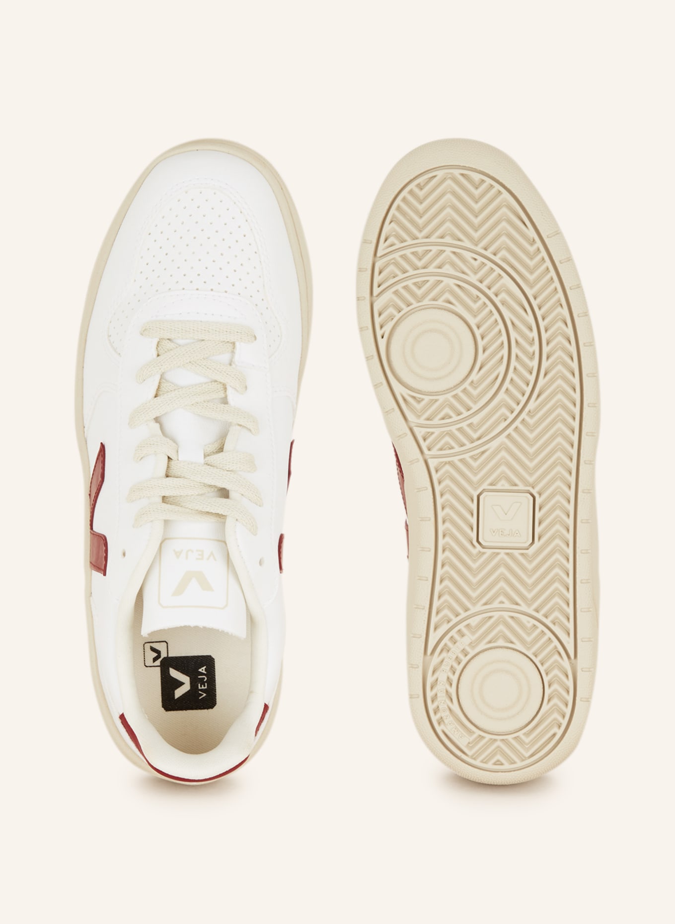 VEJA Sneakers V-10, Color: WHITE/ DARK RED (Image 5)
