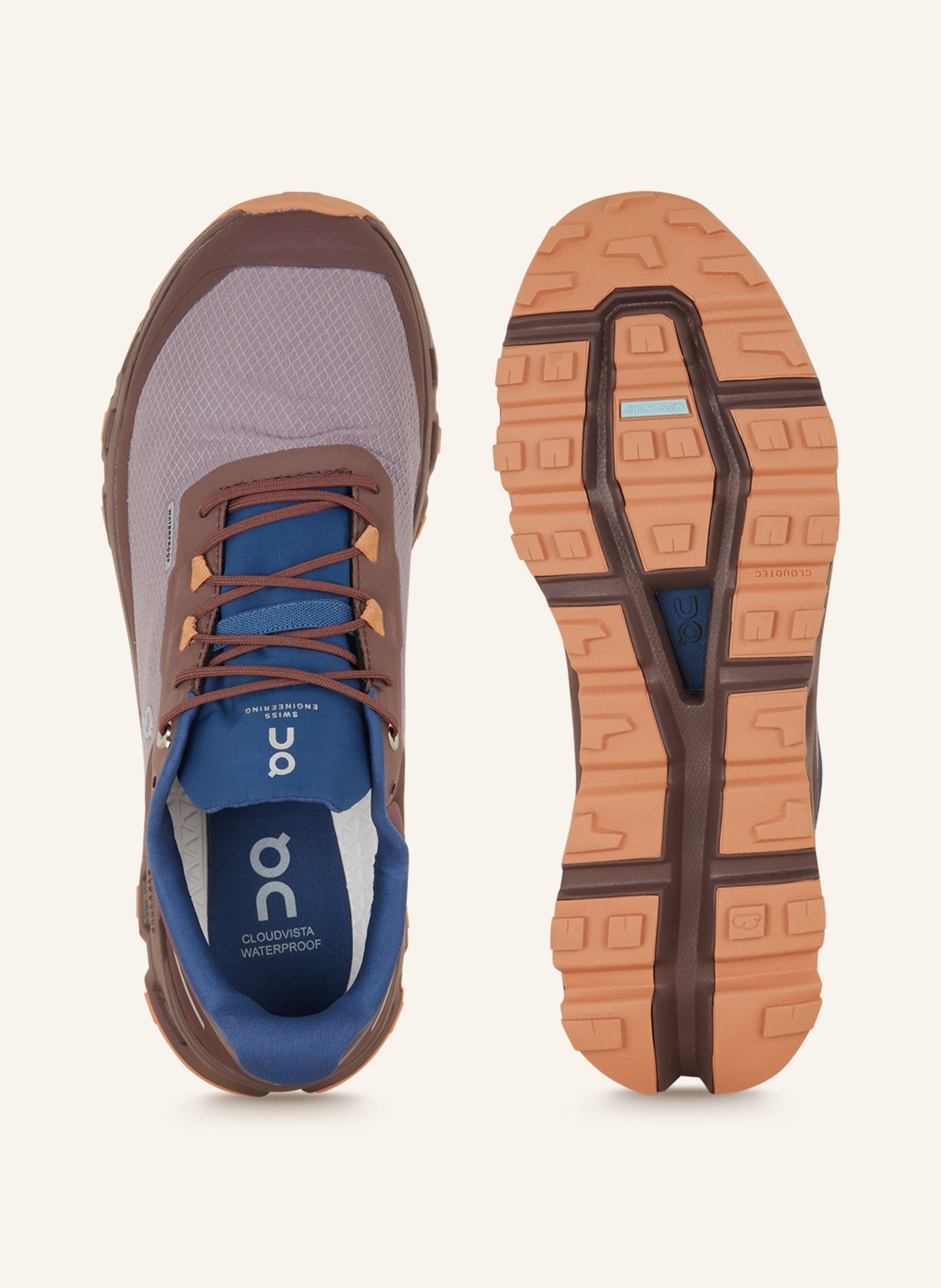 On Trailrunning-Schuhe CLOUDVISTA WATERPROOF, Farbe: BRAUN/ GRAU/ BLAU (Bild 5)