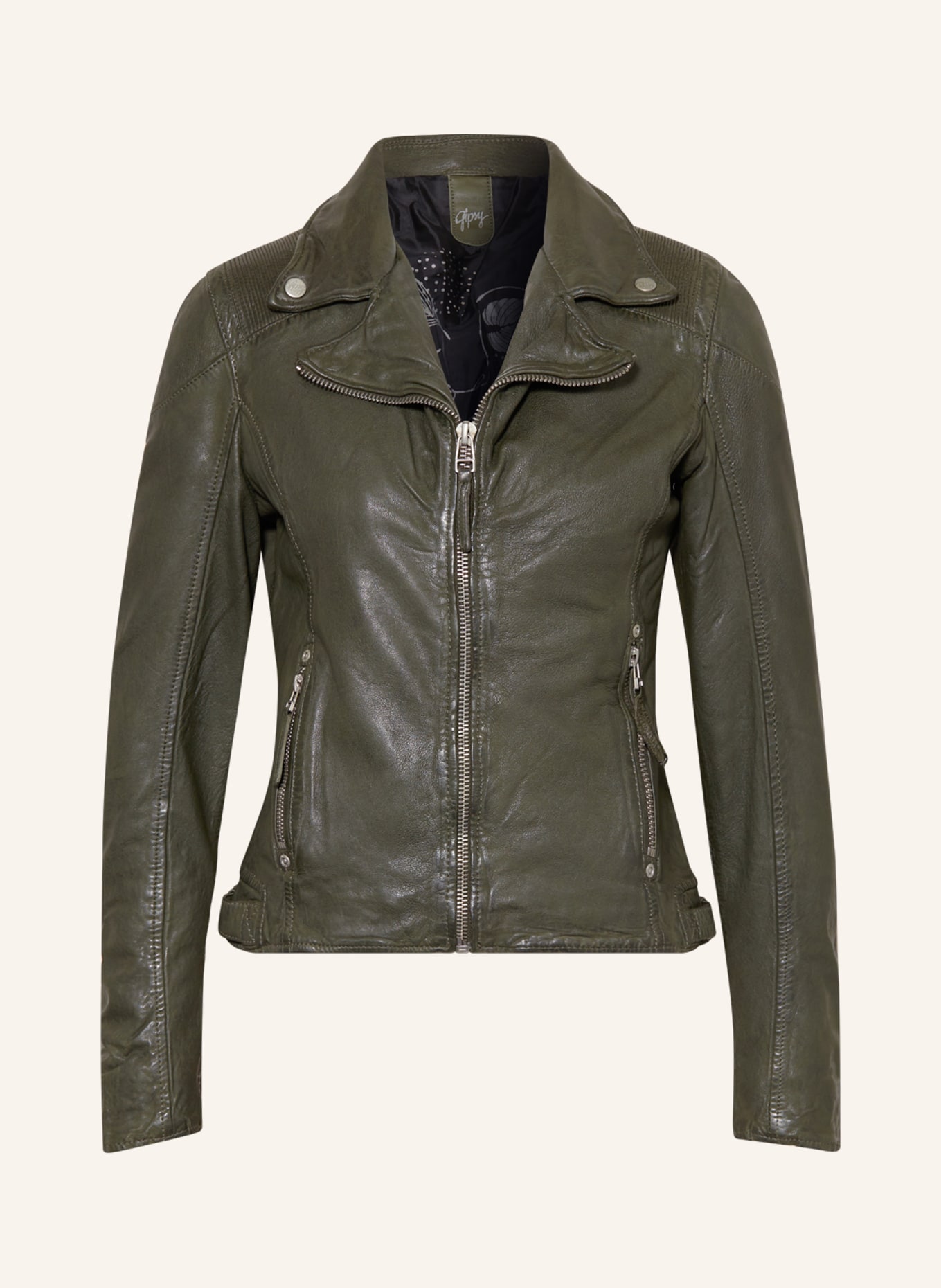 gipsy Leather jacket GWMAIZY, Color: KHAKI (Image 1)