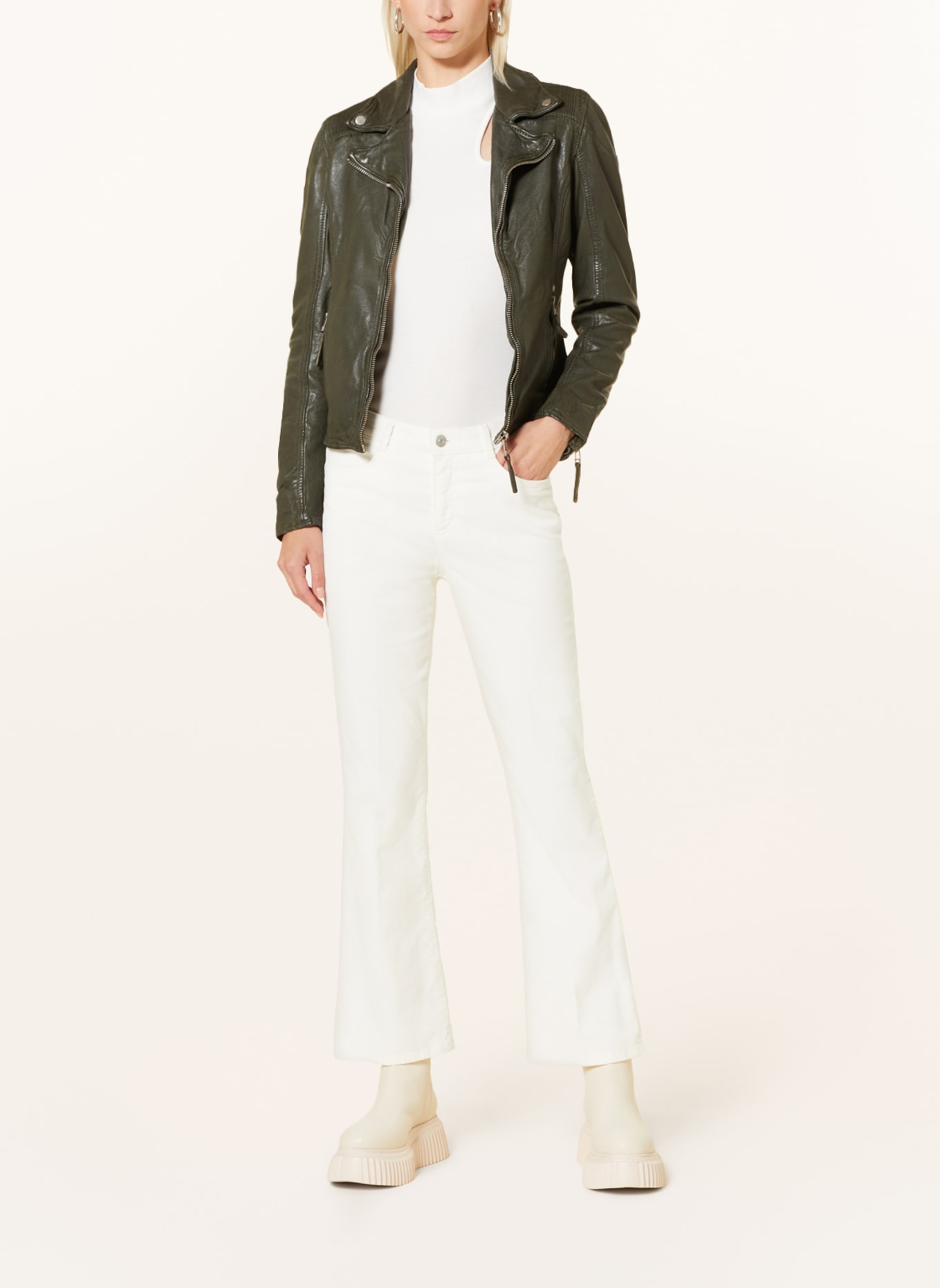 gipsy Leather jacket GWMAIZY, Color: KHAKI (Image 2)