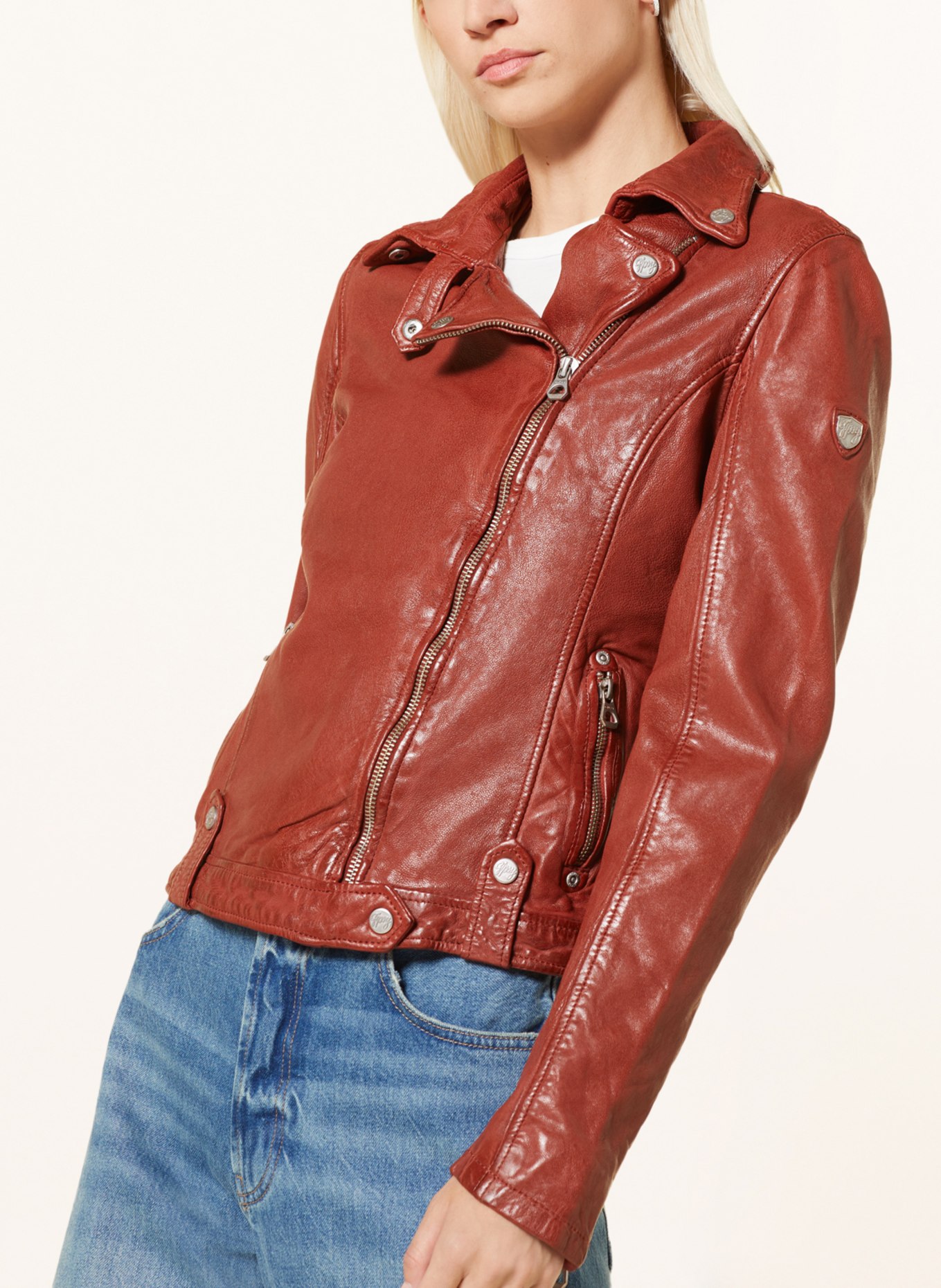 gipsy Leather jacket GWFAYE, Color: DARK RED (Image 4)
