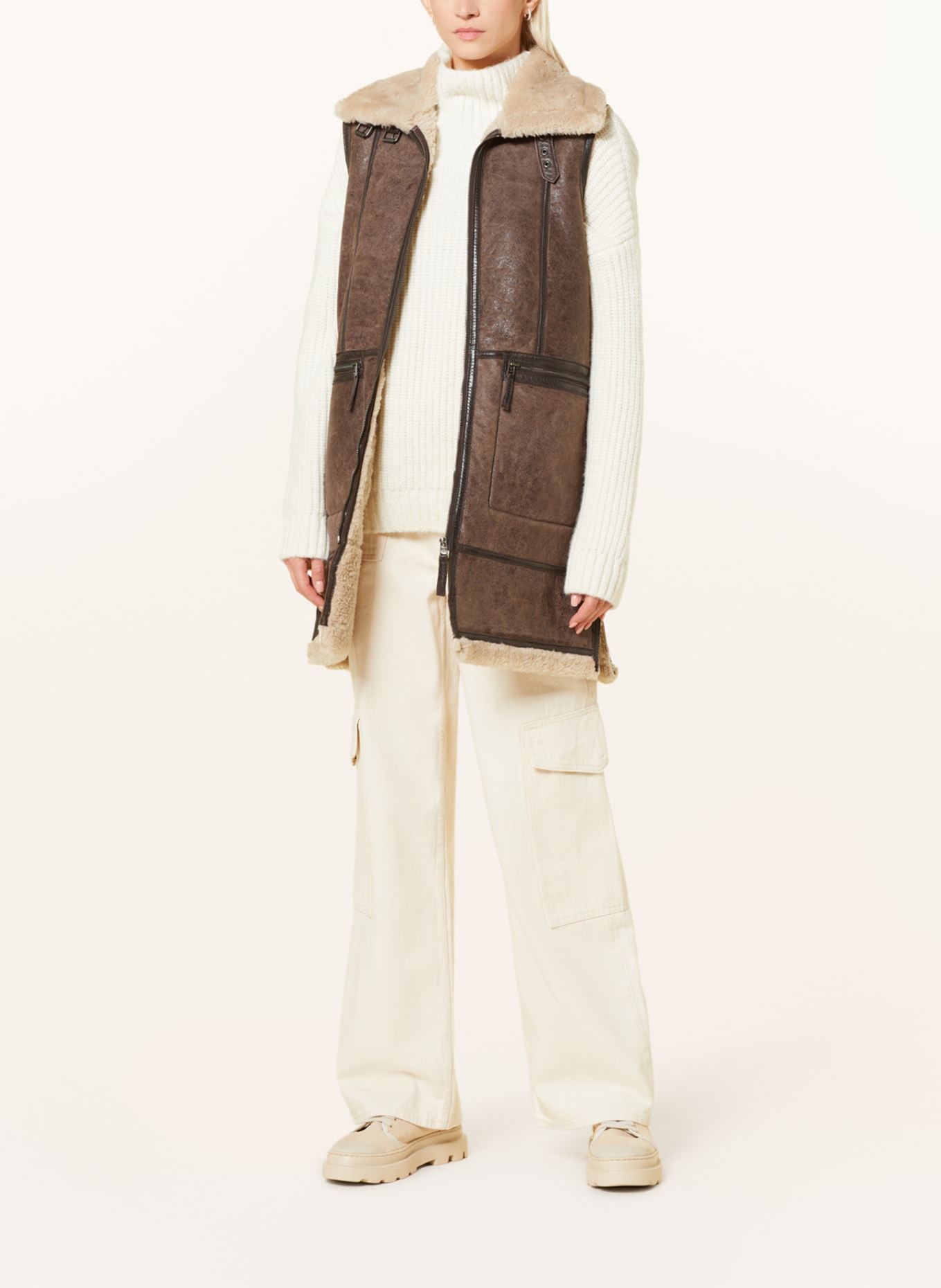 gipsy Lambskin vest GWNAHOMI, Color: DARK BROWN (Image 2)